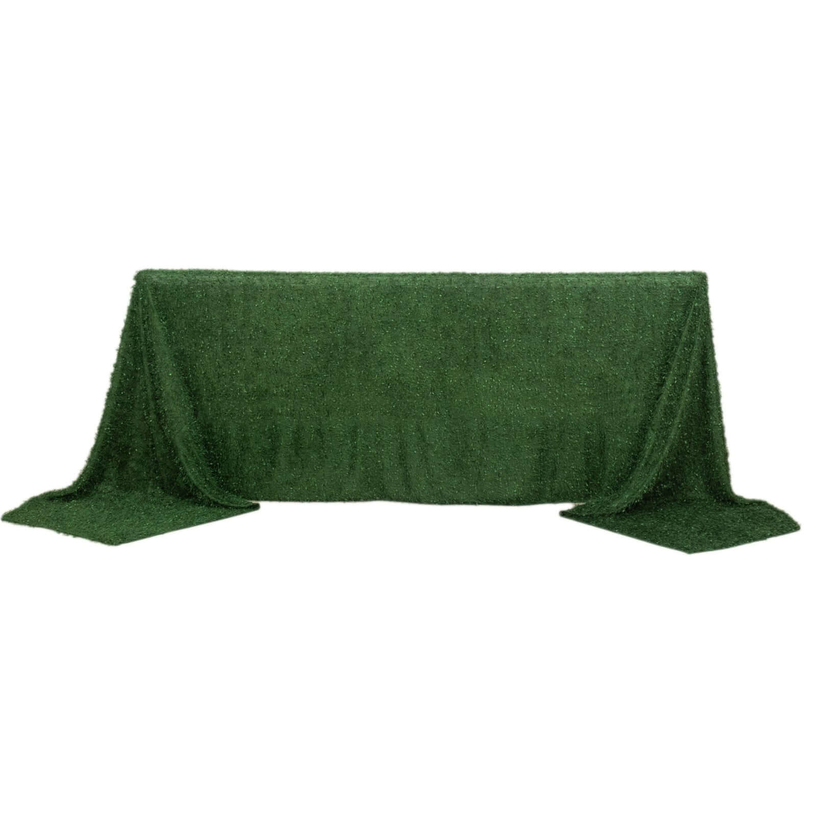 Polyester Rectangle Tablecloth 90"x156" Green Fringe Shag Design - Ultra Soft Hypoallergenic Table Cover - Image 6