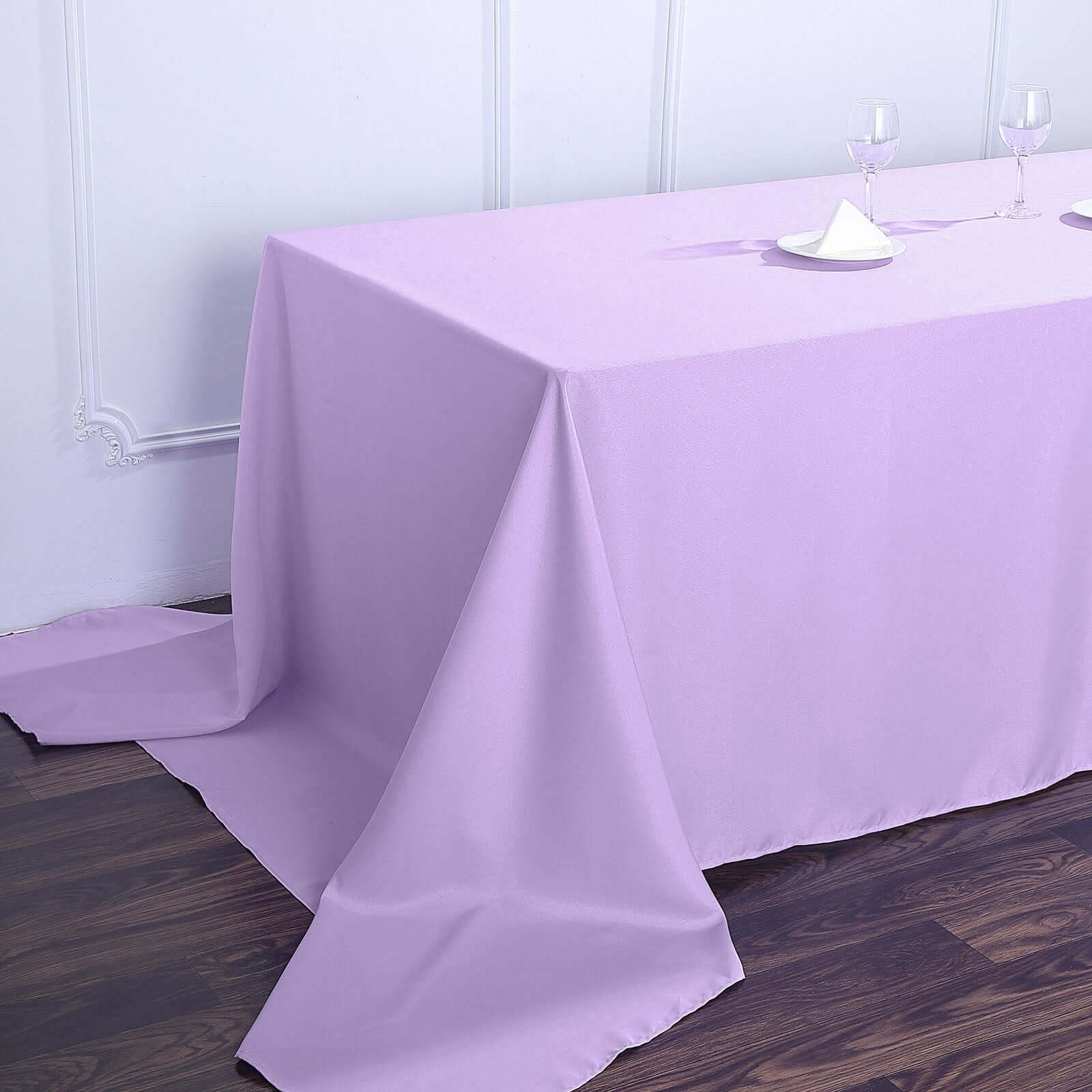Polyester Rectangle Tablecloth 90"x156" Lavender Lilac with Seamless Finish - Image 3