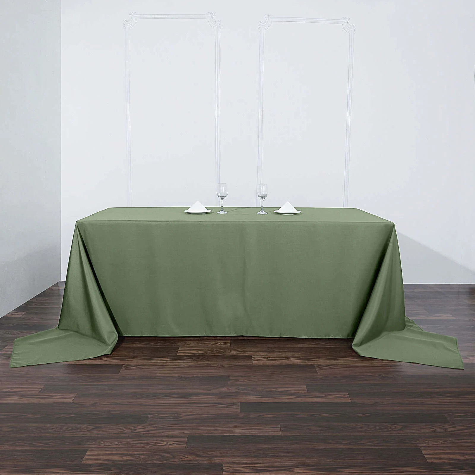 Polyester Rectangle Tablecloth 90"x156" Olive Green with Seamless Finish