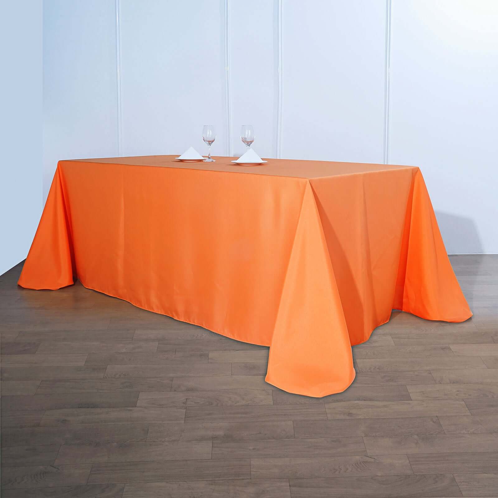 Polyester Rectangle Tablecloth 90"x156" Orange with Seamless Finish - Image 2
