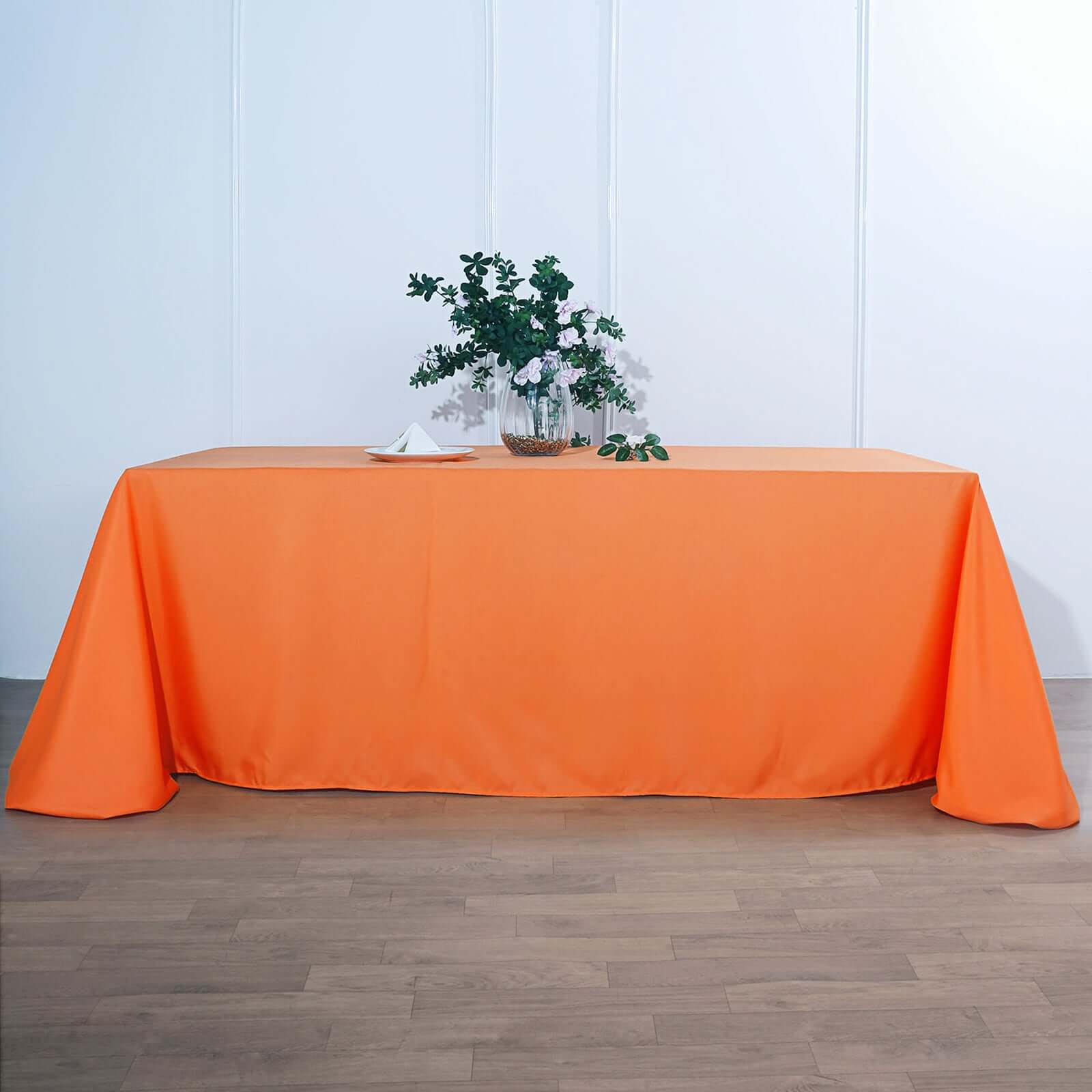 Polyester Rectangle Tablecloth 90"x156" Orange with Seamless Finish - Image 3