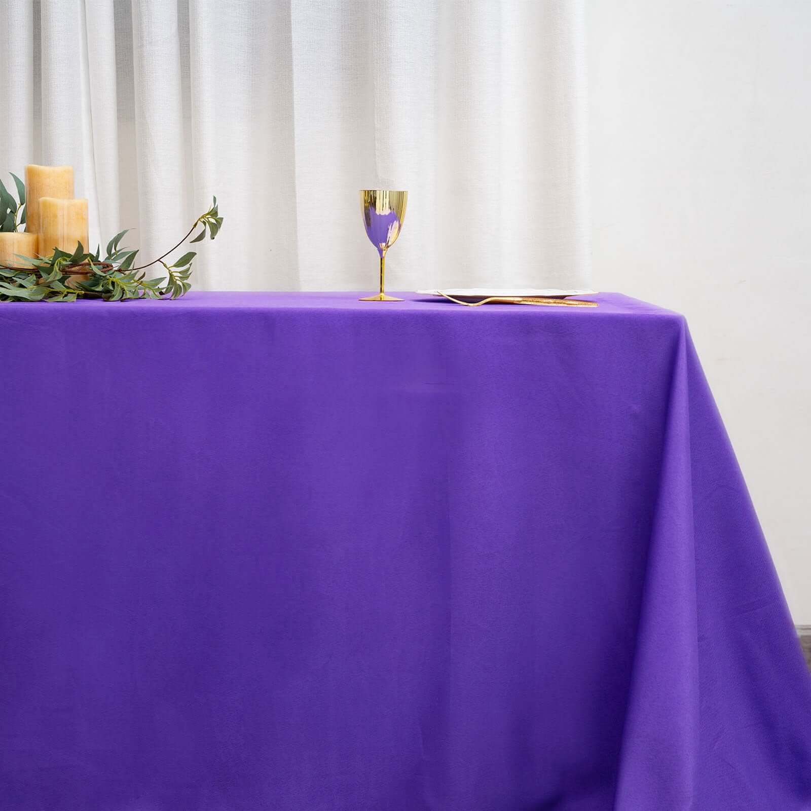 Polyester Rectangle Tablecloth 90"x156" Purple with Seamless Finish - Image 2