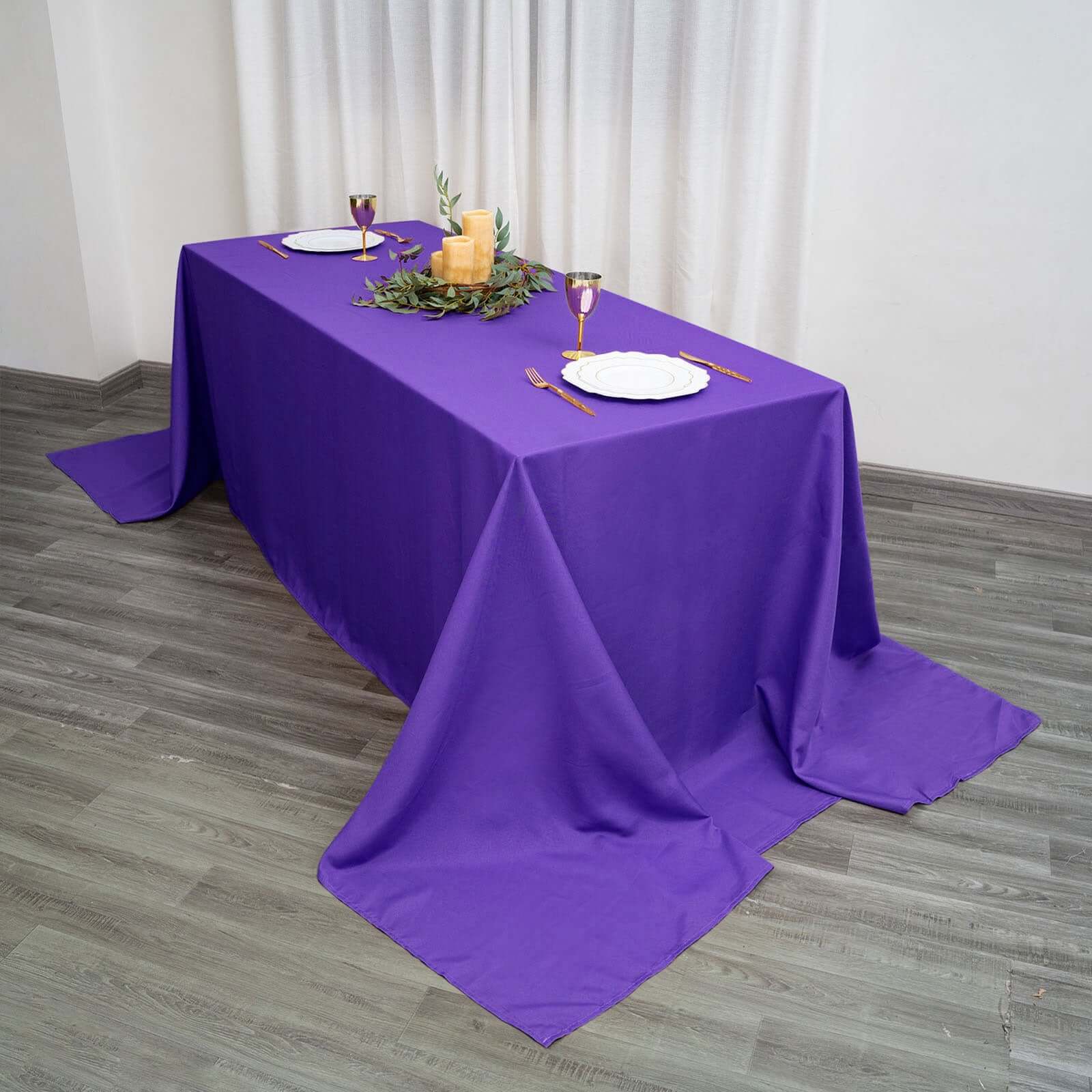 Polyester Rectangle Tablecloth 90"x156" Purple with Seamless Finish - Image 3