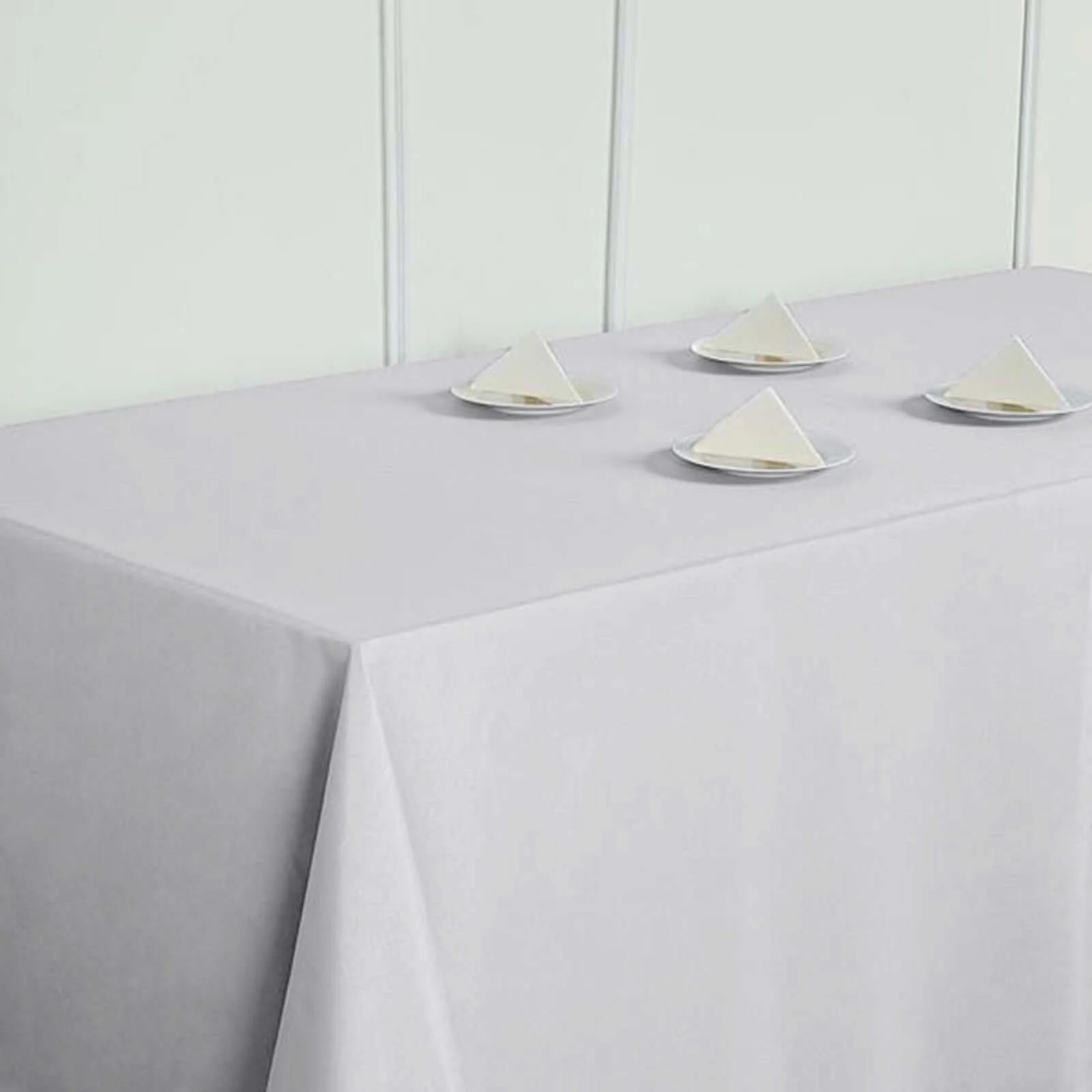 Polyester Rectangle Tablecloth 90"x156" Silver with Seamless Finish - Image 2