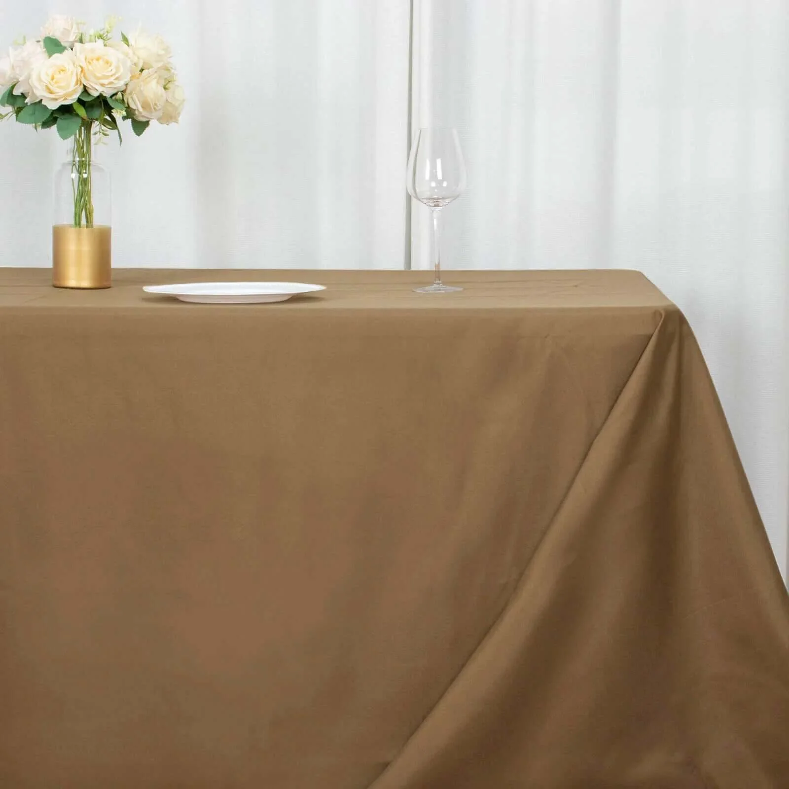 Polyester Rectangle Tablecloth 90"x156" Taupe with Seamless Finish - Image 13