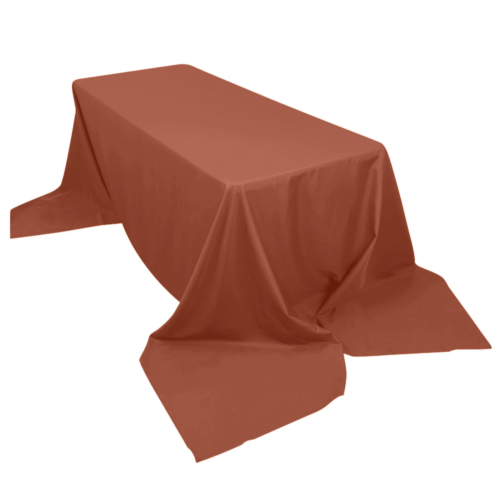 Polyester Rectangle Tablecloth 90"x156" Terracotta (Rust) with Seamless Finish - Image 8