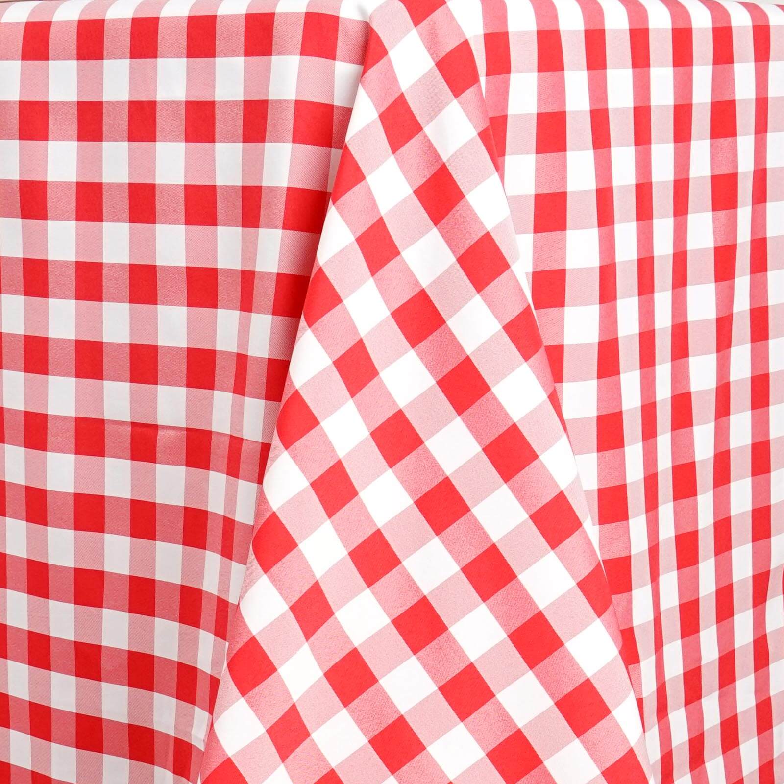 Polyester Rectangle Tablecloth 90"x156" White/Red Checkered Buffalo Plaid Design - Seamless Country-Style Decor for Gatherings - Image 3