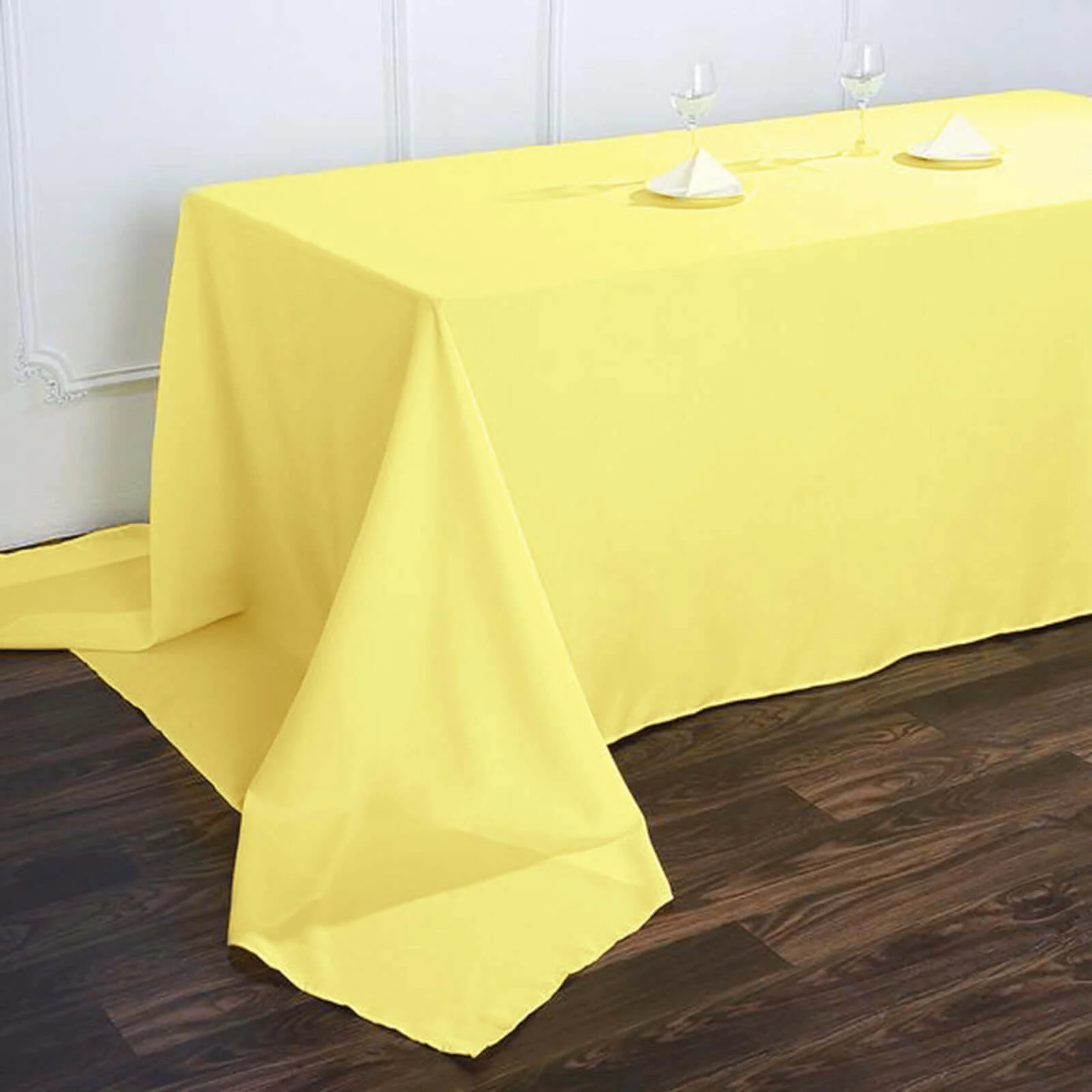 Polyester Rectangle Tablecloth 90"x156" Yellow with Seamless Finish - Image 7