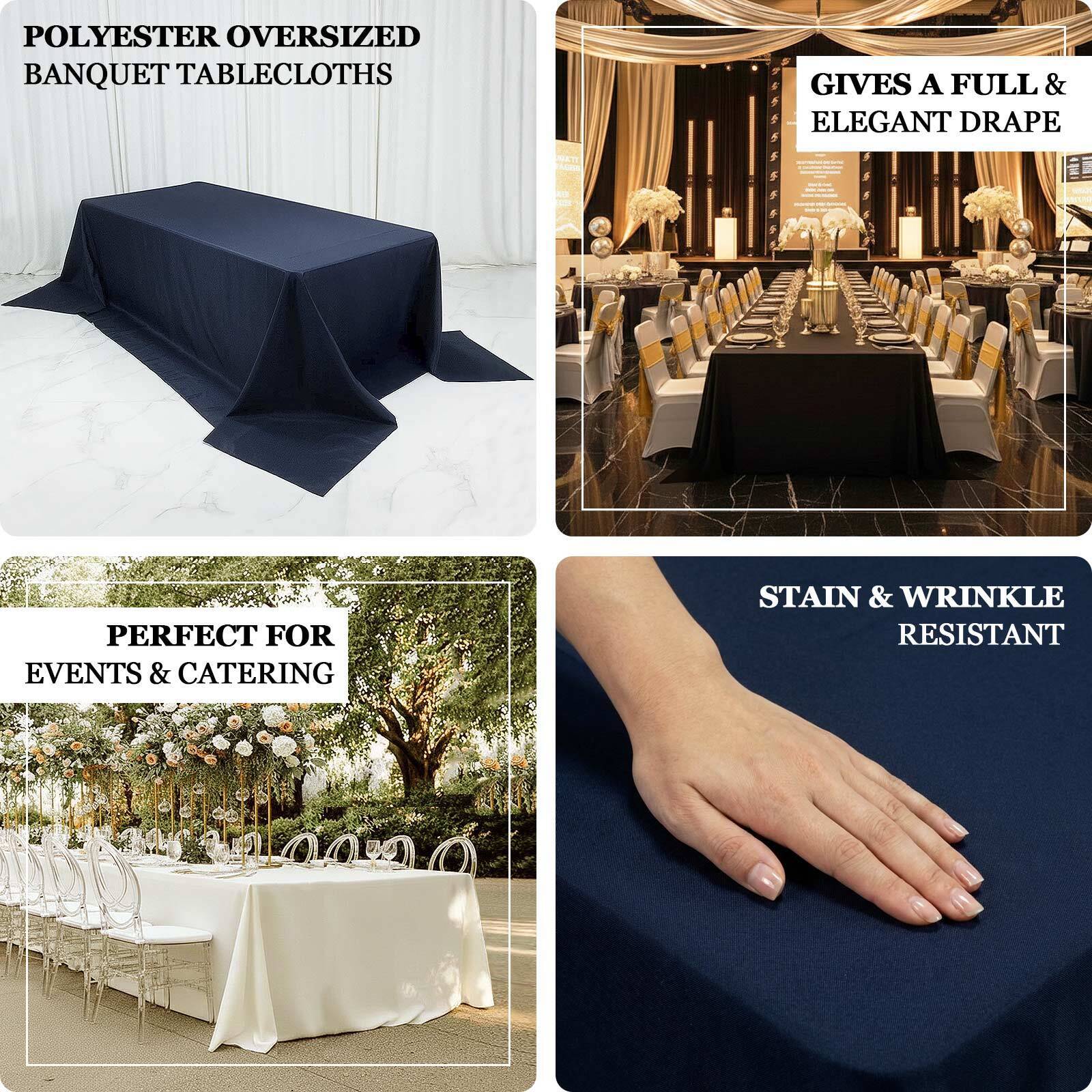 Polyester Rectangular King Tablecloth – 108" x 156" Extra-Wide Navy Blue, Wrinkle-Resistant Banquet Linen for Catering, Events & 8ft Tables - Image 4