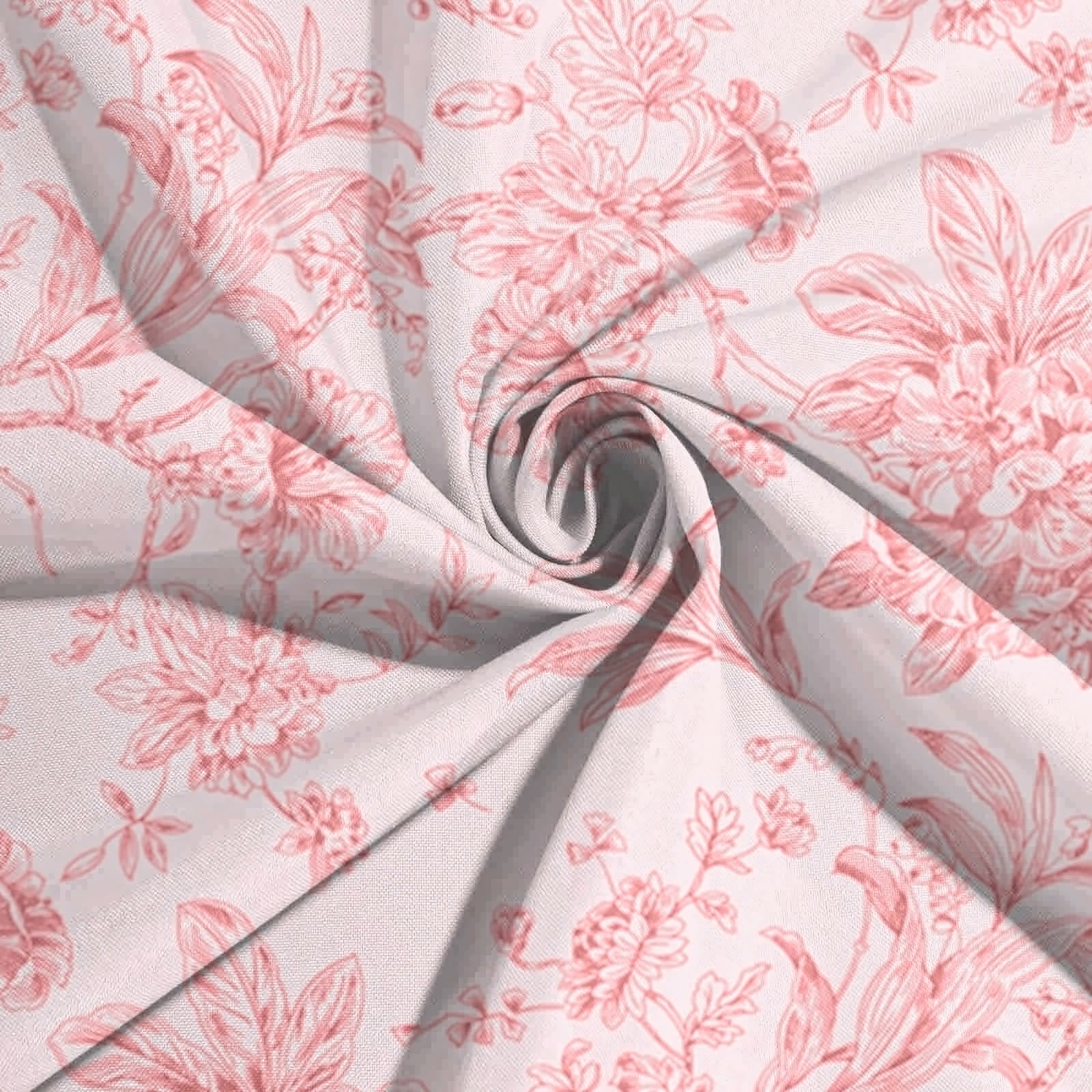 Polyester Rectangular Tablecloth 60"x102" White with Pink French Toile Pattern - Sophisticated Table Cover for Chic Weddings & Events - Image 9