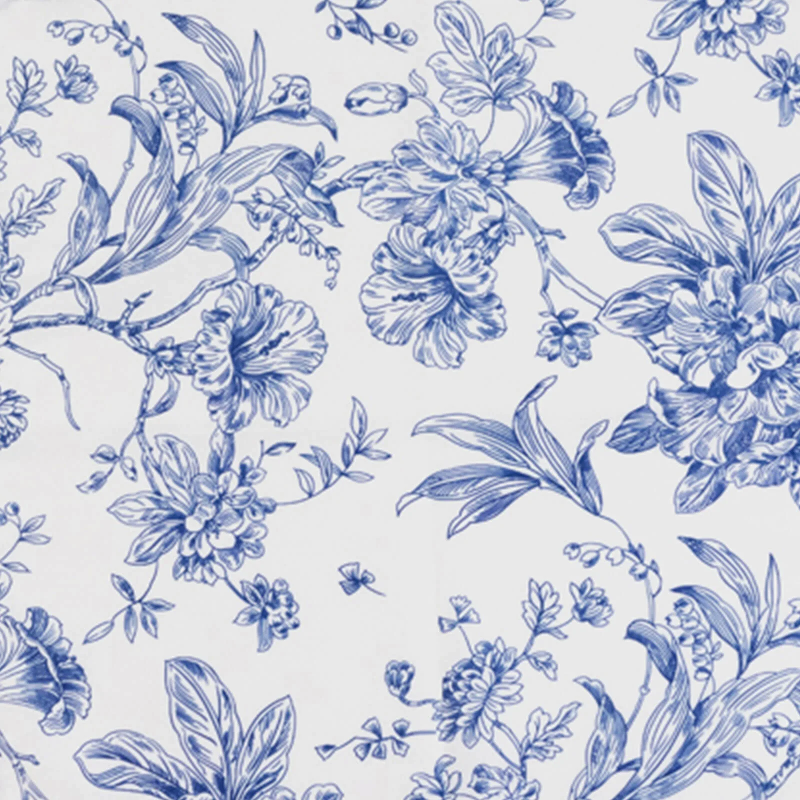 Polyester Rectangular Tablecloth 90"x156" White with Blue French Toile Pattern - Sophisticated Seamless Table Cover for Chic Weddings & Events - Image 9