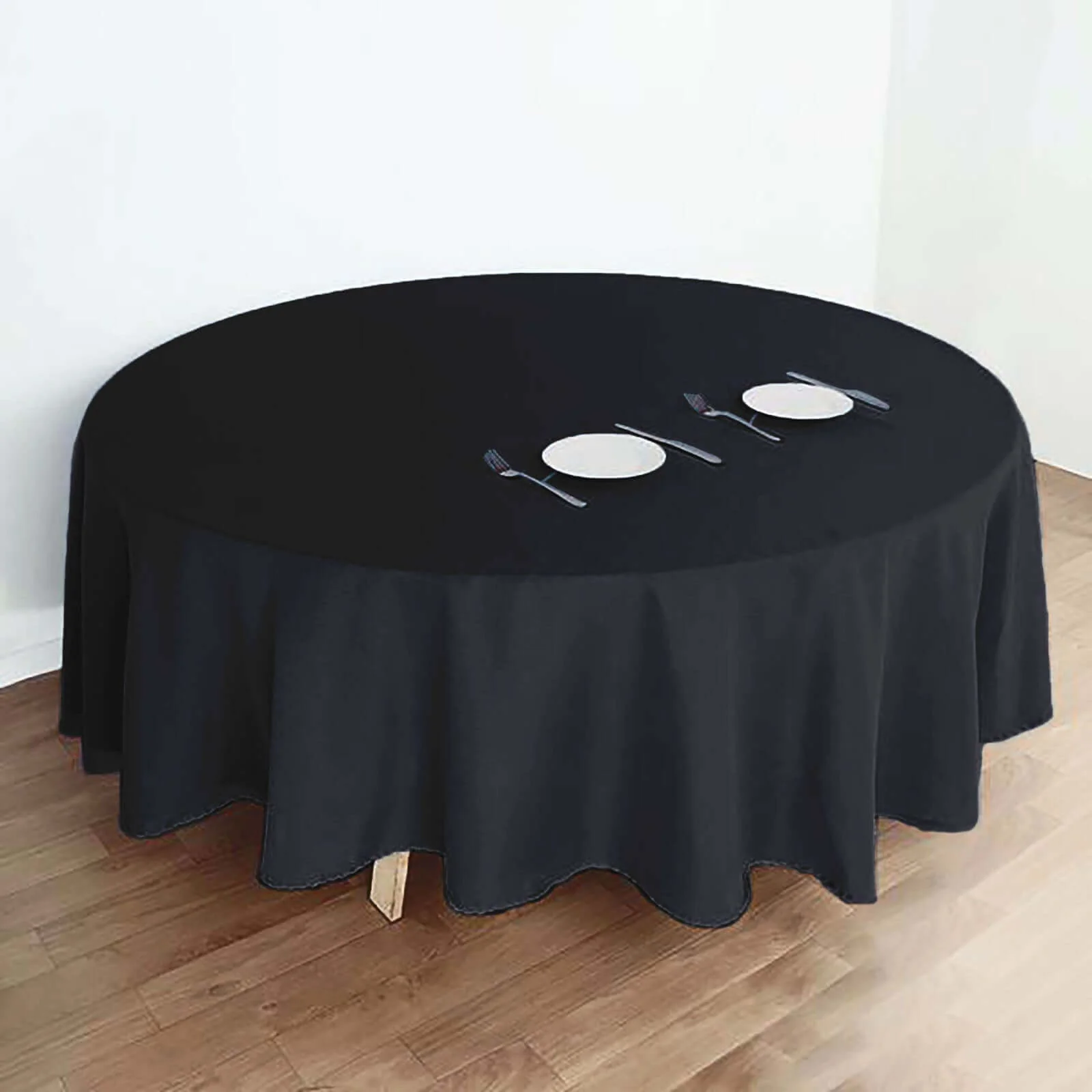 Polyester Round Tablecloth 108" Black - Durable and Stain-Resistant for Easy Maintenance - Image 7