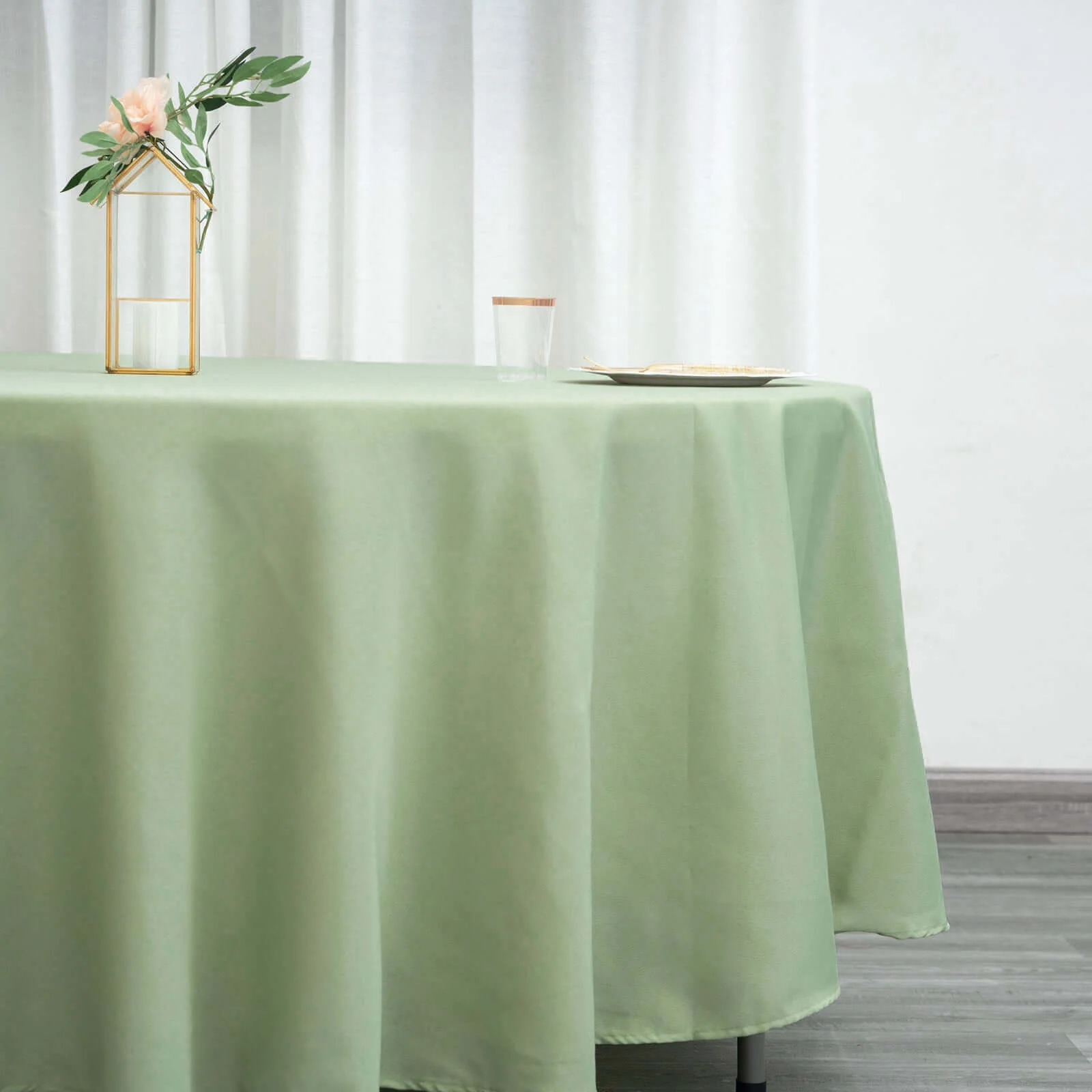 Polyester Round Tablecloth 108" Sage Green - Durable and Stain-Resistant for Easy Maintenance - Image 2