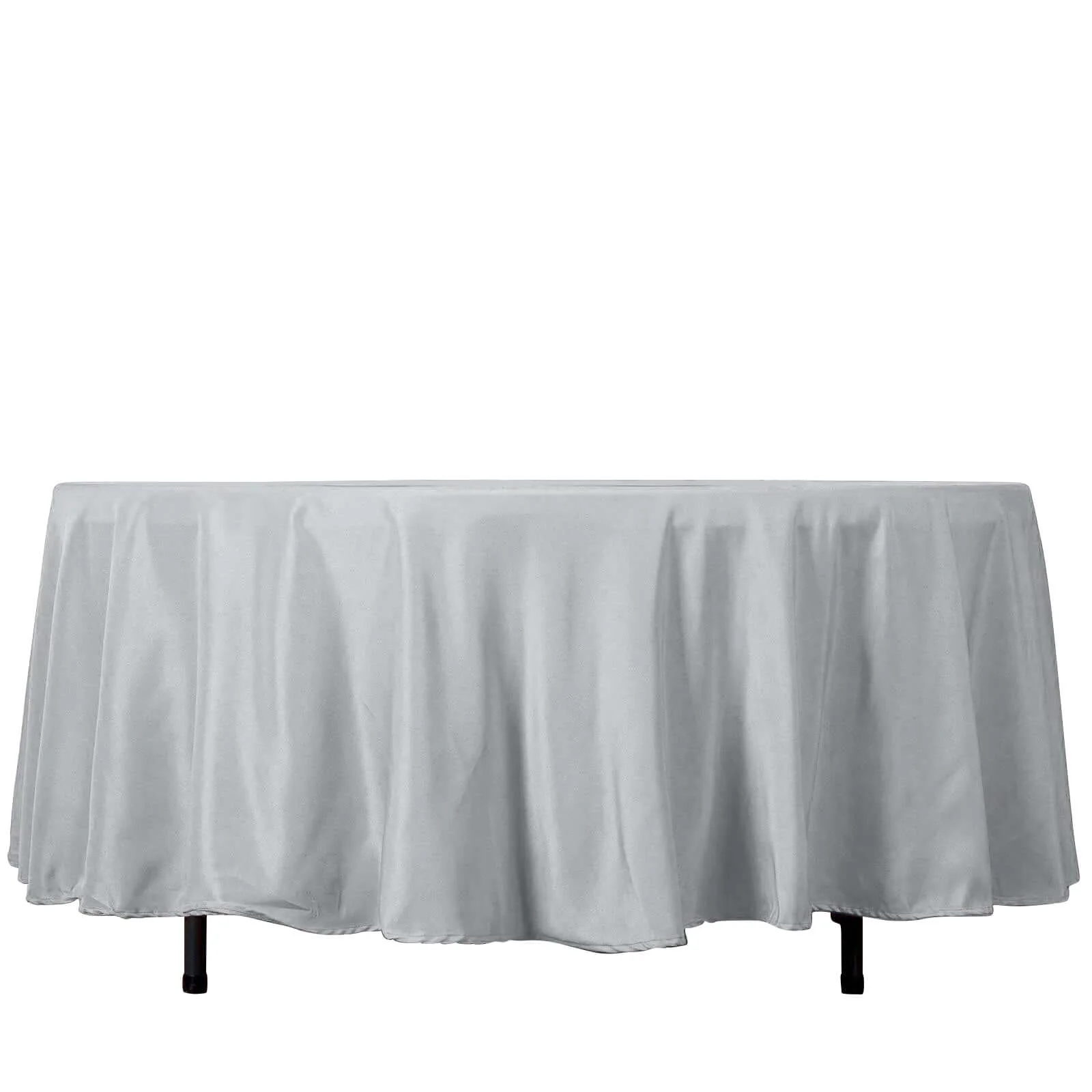 Polyester Round Tablecloth 108" Silver - Durable and Stain-Resistant for Easy Maintenance - Image 6