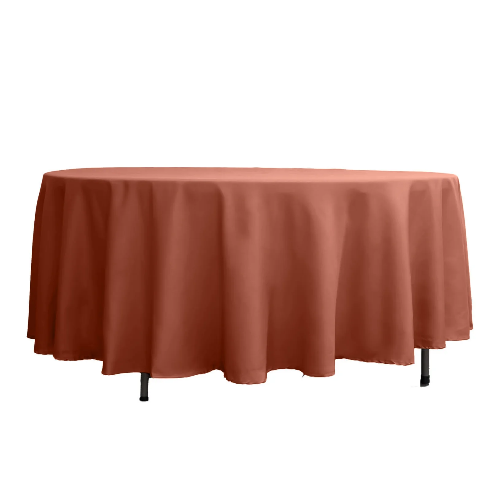 Polyester Round Tablecloth 108" Terracotta (Rust) - Durable and Stain-Resistant for Easy Maintenance - Image 5