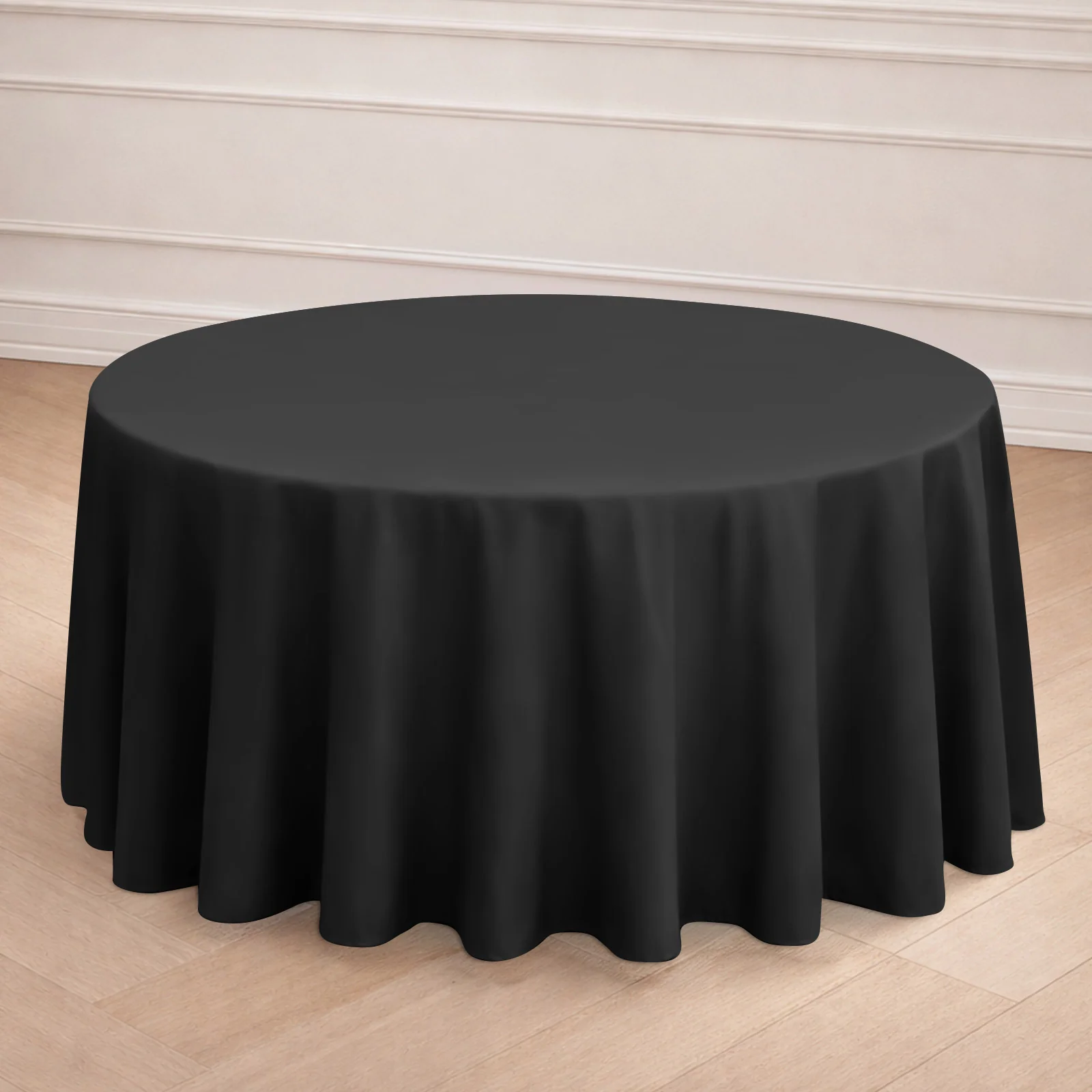 Polyester Round Tablecloth 120" Black - Durable & Seamless Design for Polished Event Styling - Image 7