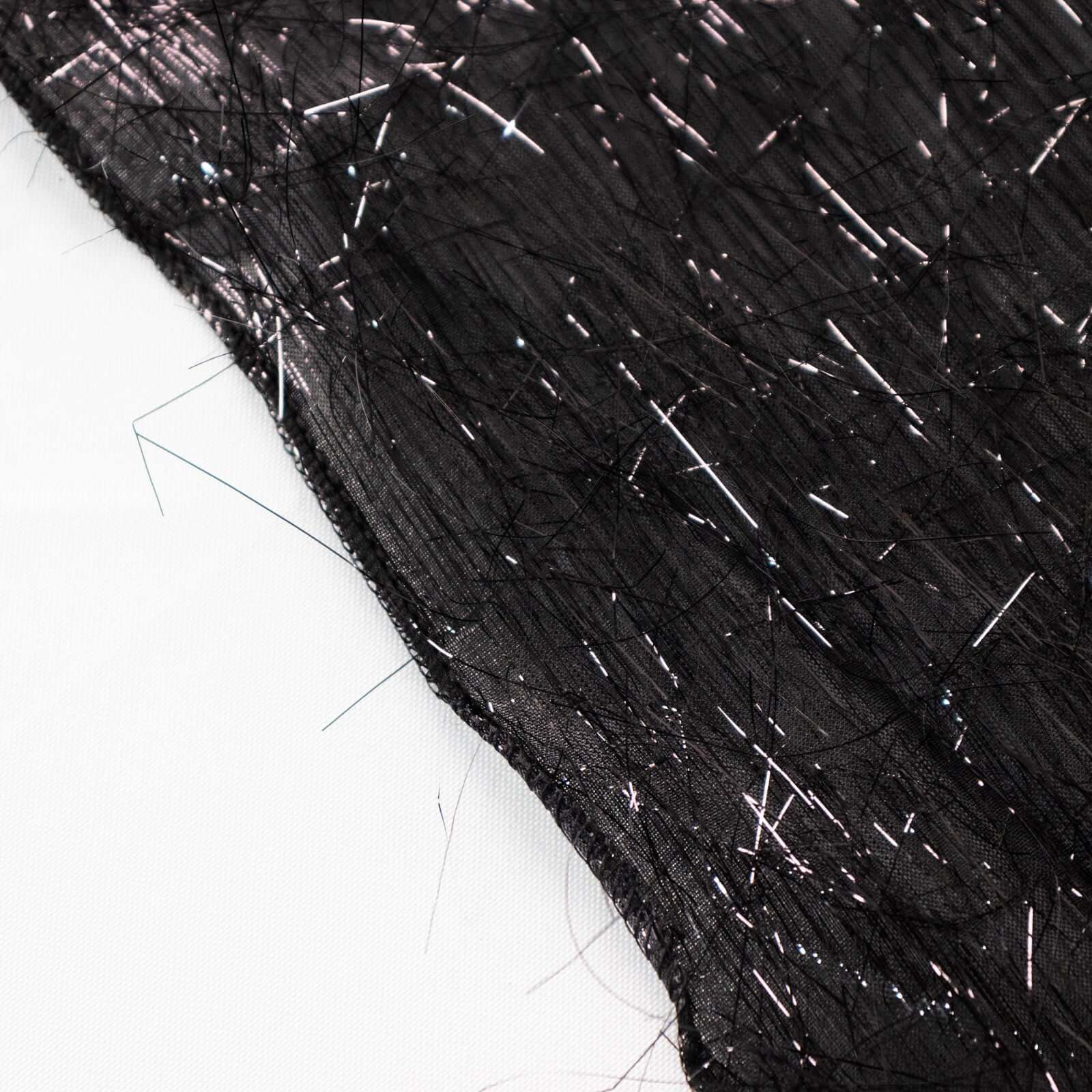 Polyester Round Tablecloth 120" Black Metallic Fringe Shag Tinsel Table Cover - Image 9