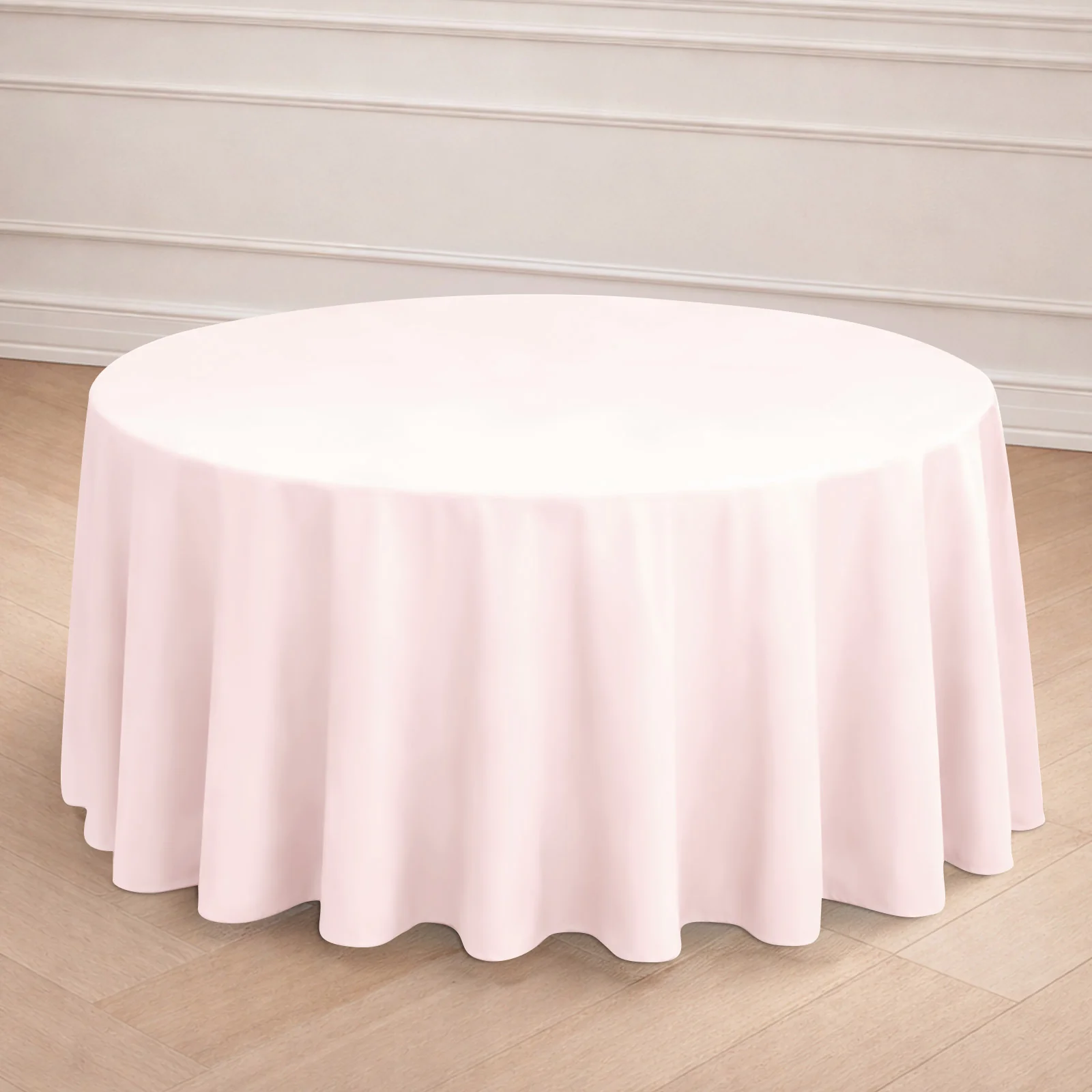 Polyester Round Tablecloth 120" Blush - Durable & Seamless Table Cover - Image 8
