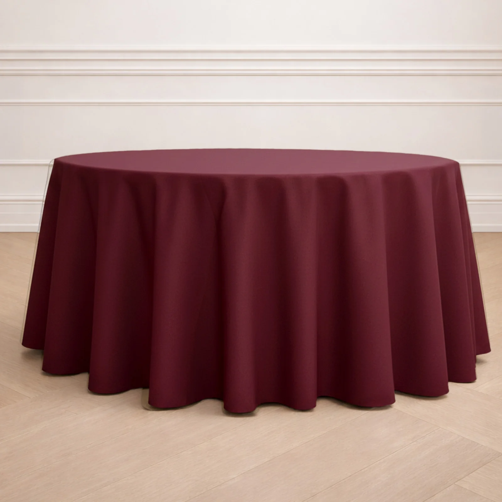 Polyester Round Tablecloth 120" Burgundy - Durable & Seamless Table Cover