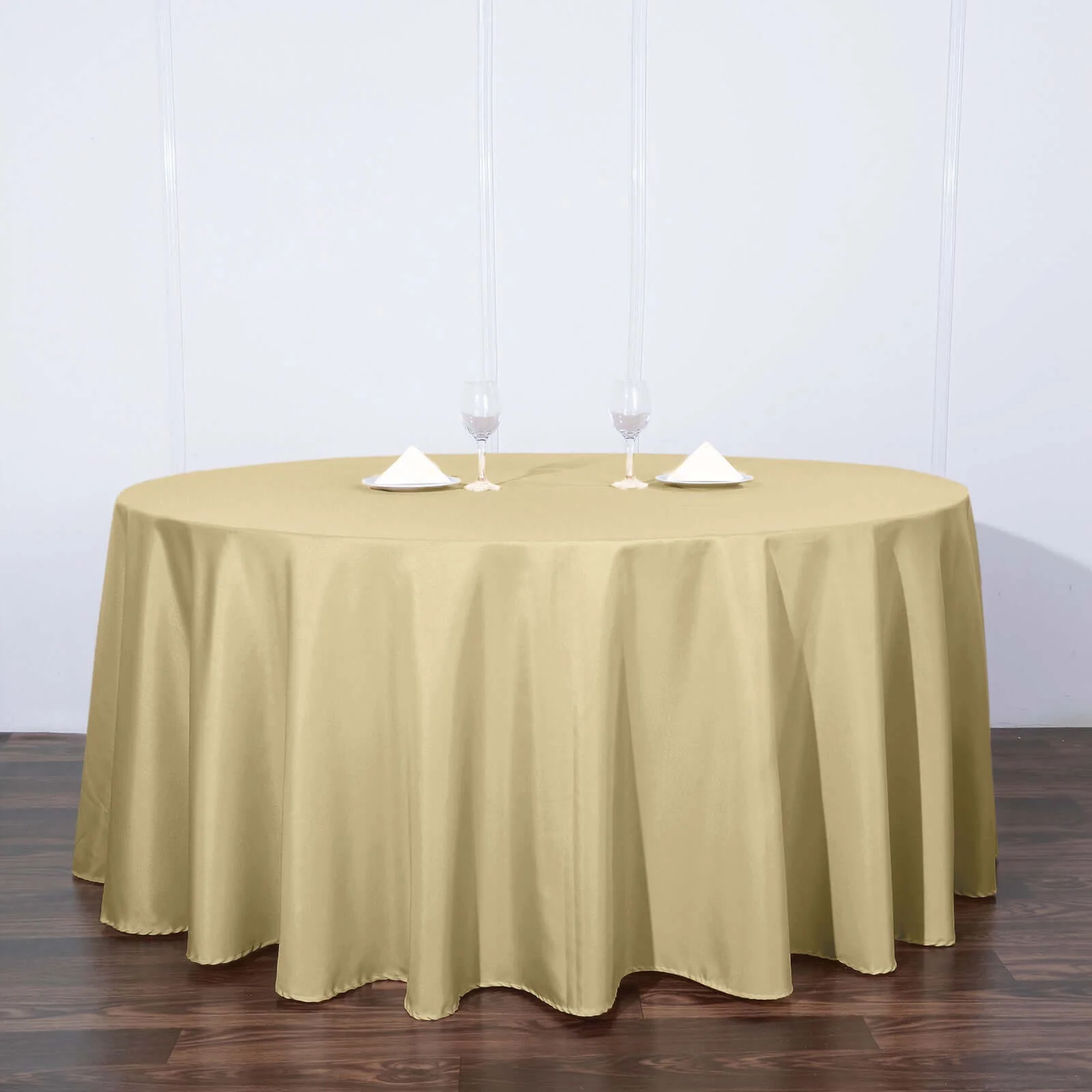 Polyester Round Tablecloth 120" Champagne - Durable & Seamless Table Cover
