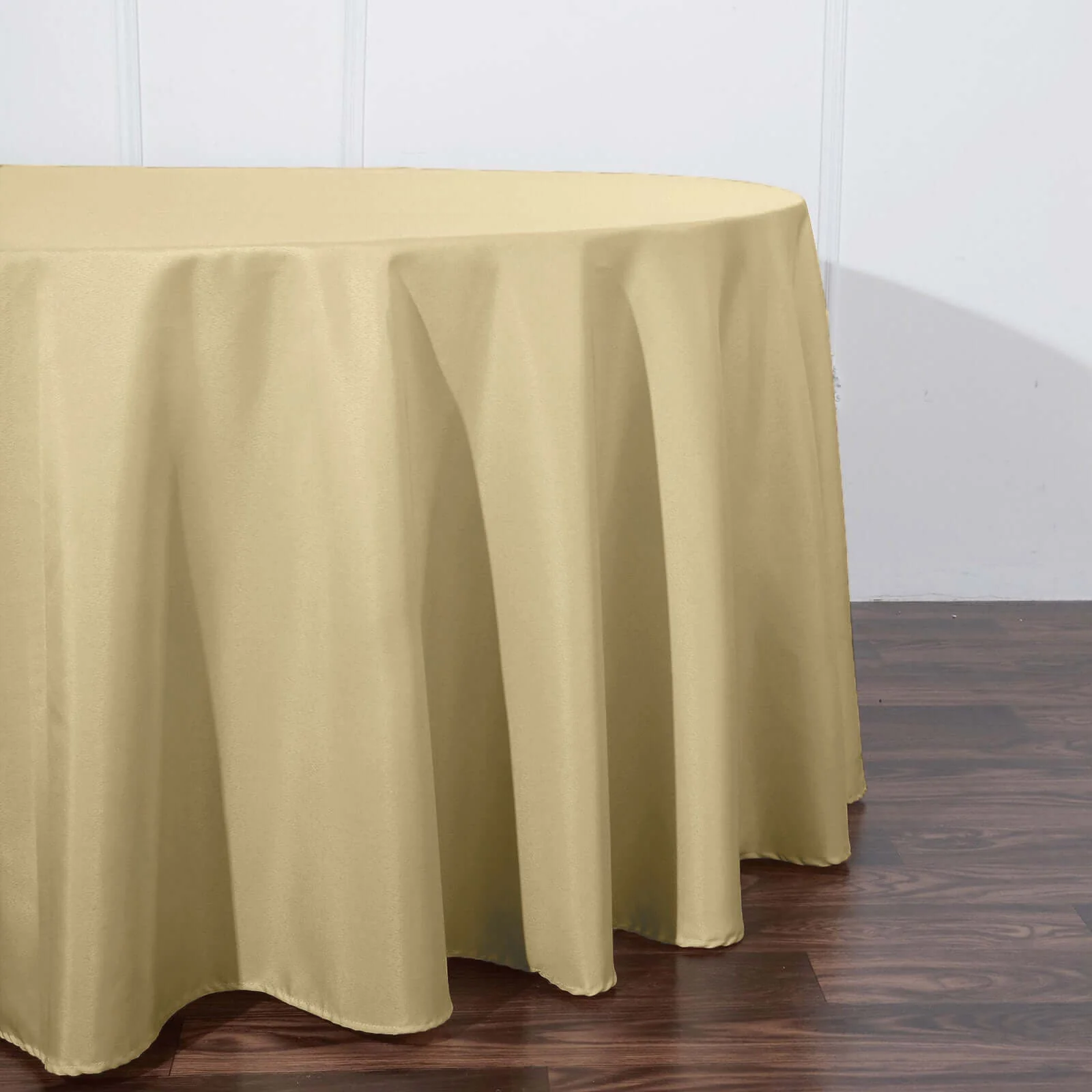 Polyester Round Tablecloth 120" Champagne - Durable & Seamless Table Cover - Image 6