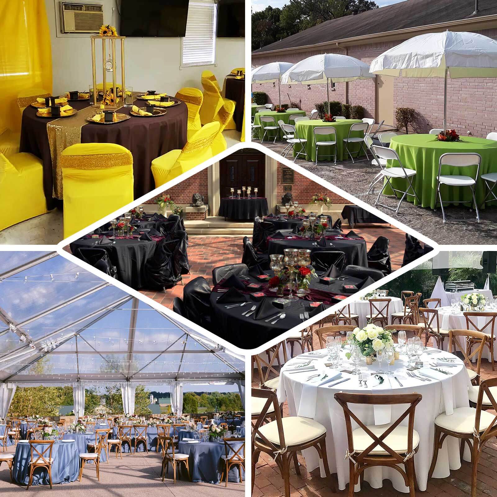 Polyester Round Tablecloth 120" Cinnamon Brown - Durable & Seamless Table Cover - Image 4