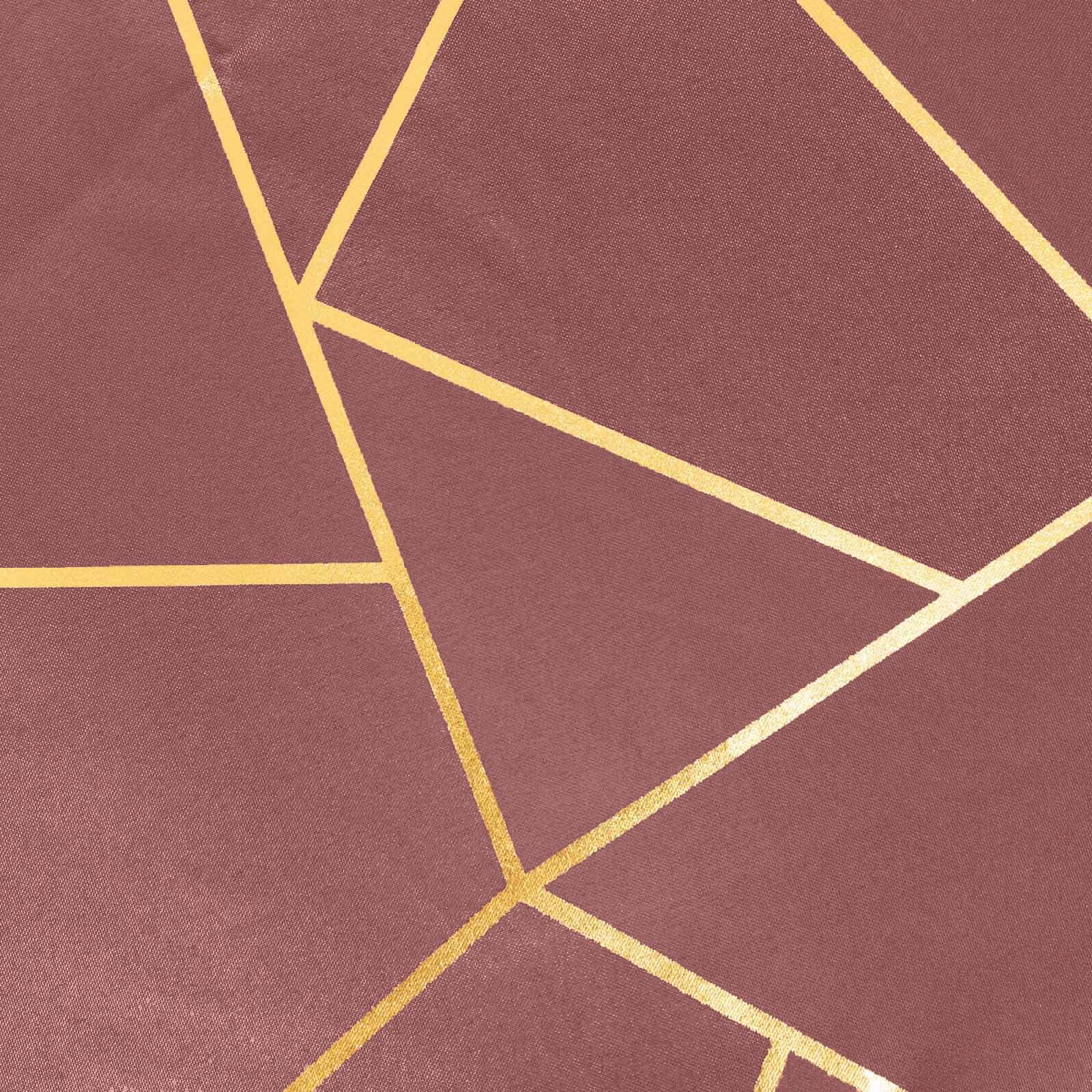 Polyester Round Tablecloth 120" Cinnamon Rose with Gold Foil Geometric Pattern - Seamless & Wrinkle-Resistant Table Cover - Image 11