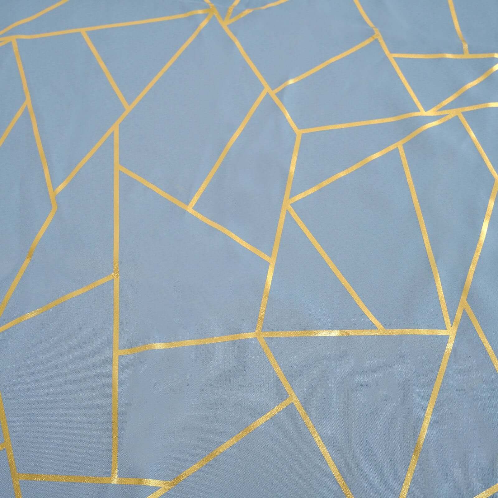 Polyester Round Tablecloth 120" Dusty Blue with Gold Foil Geometric Pattern - Seamless & Wrinkle-Resistant Table Cover - Image 7