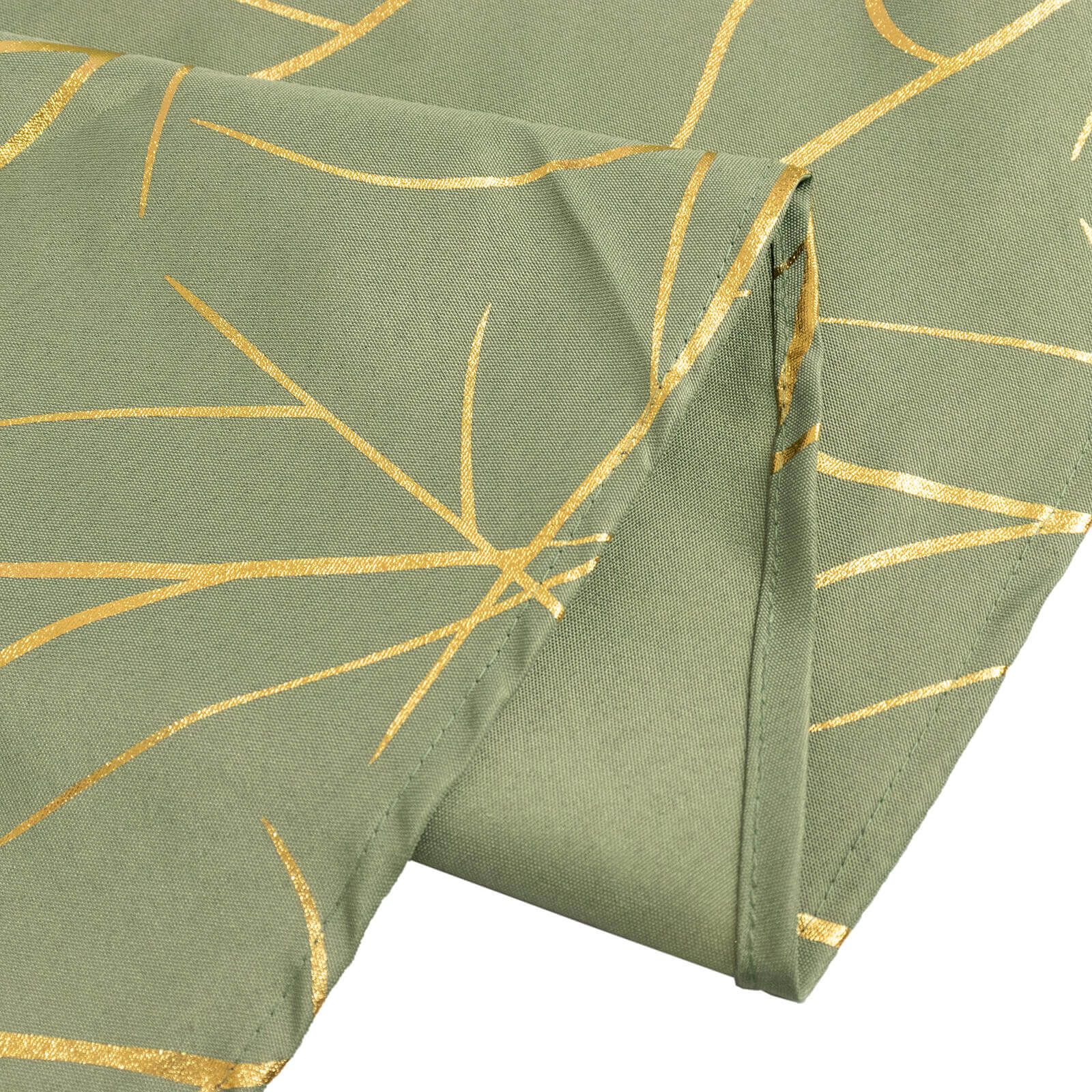 Polyester Round Tablecloth 120" Dusty Sage Green with Gold Foil Tree Branch Pattern - Seamless & Wrinkle-Resistant Table Cover - Image 12