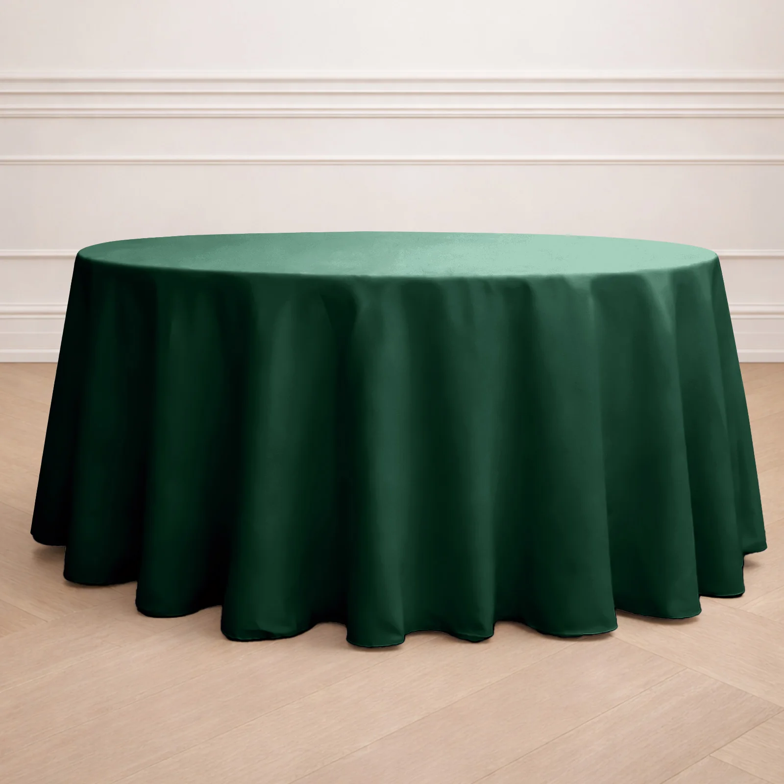 Polyester Round Tablecloth 120" Hunter Emerald Green - Durable & Seamless Table Cover
