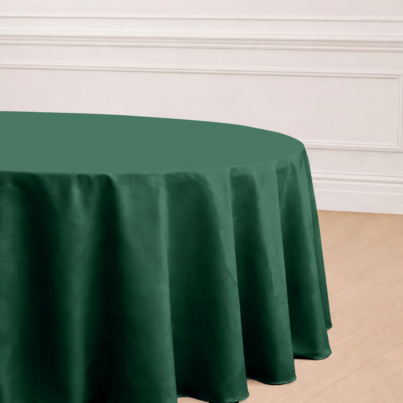 Polyester Round Tablecloth 120" Hunter Emerald Green - Durable & Seamless Table Cover - Image 5