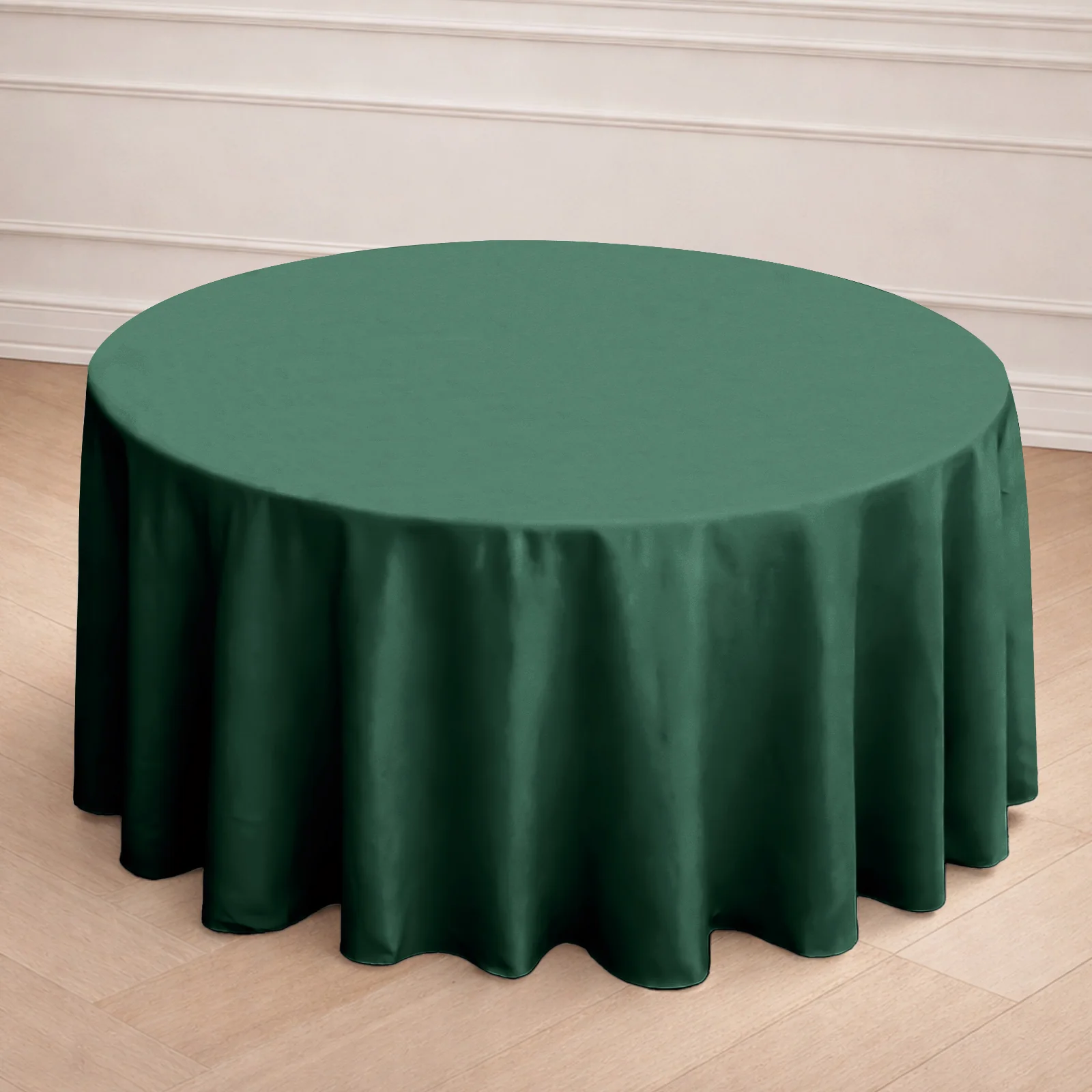 Polyester Round Tablecloth 120" Hunter Emerald Green - Durable & Seamless Table Cover - Image 7