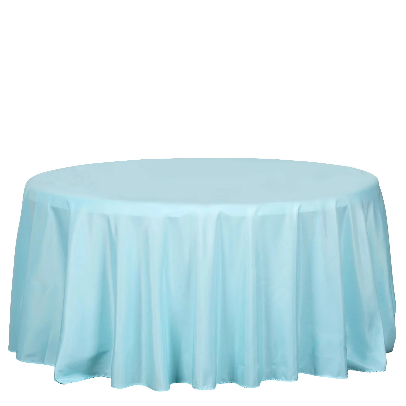 Polyester Round Tablecloth 120" Light Blue - Durable & Seamless Table Cover - Image 2