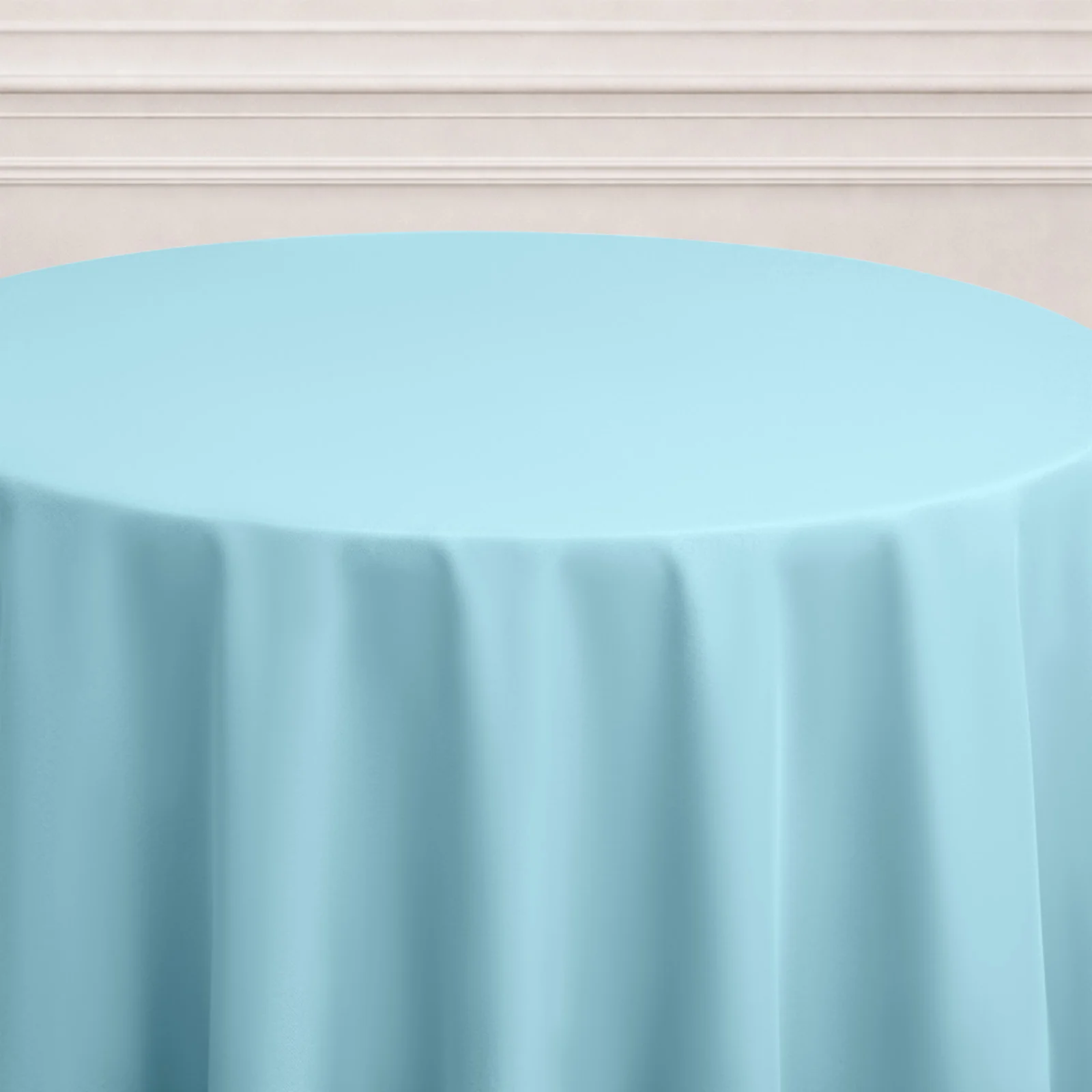 Polyester Round Tablecloth 120" Light Blue - Durable & Seamless Table Cover - Image 6