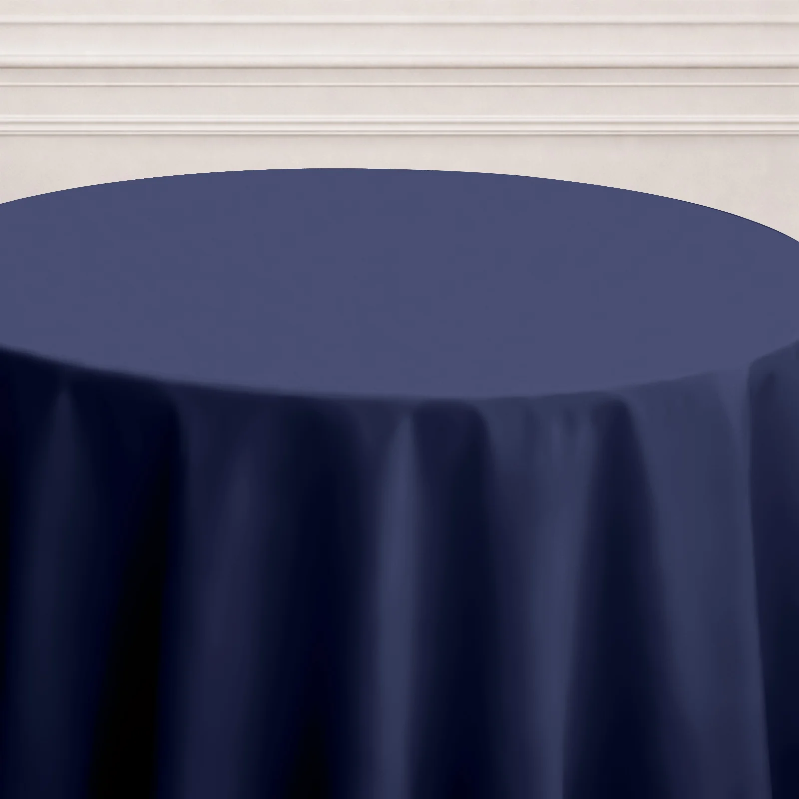 Polyester Round Tablecloth 120" Navy Blue - Durable & Seamless Table Cover - Image 6
