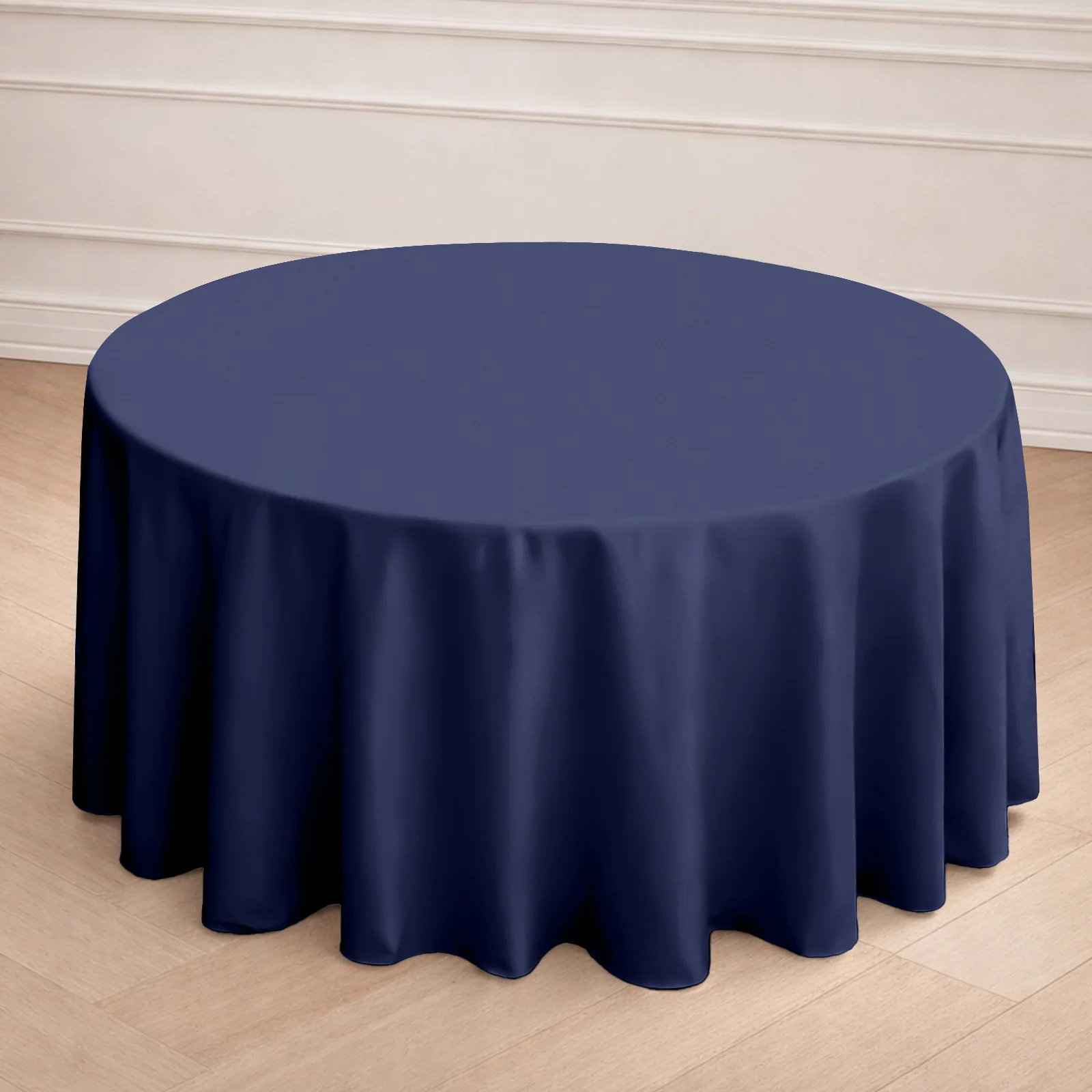Polyester Round Tablecloth 120" Navy Blue - Durable & Seamless Table Cover - Image 7