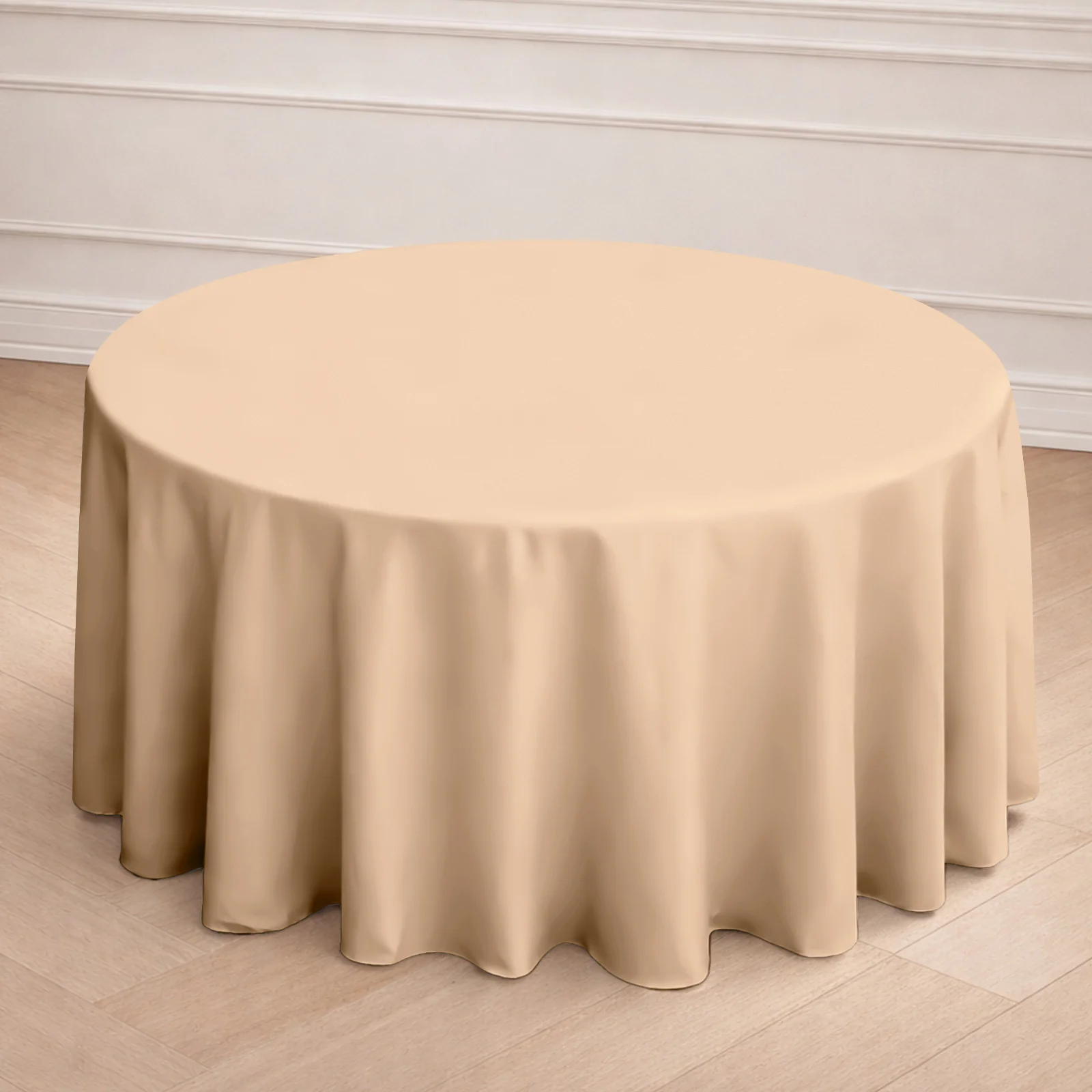 Polyester Round Tablecloth 120" Nude - Durable & Seamless Table Cover - Image 8