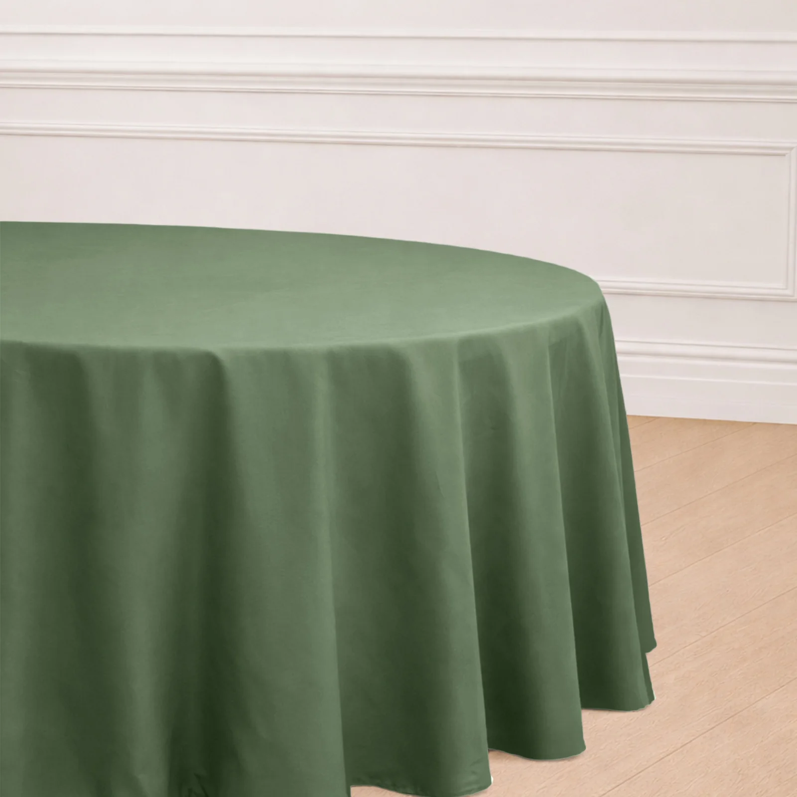 Polyester Round Tablecloth 120" Olive Green - Durable & Seamless Table Cover - Image 5