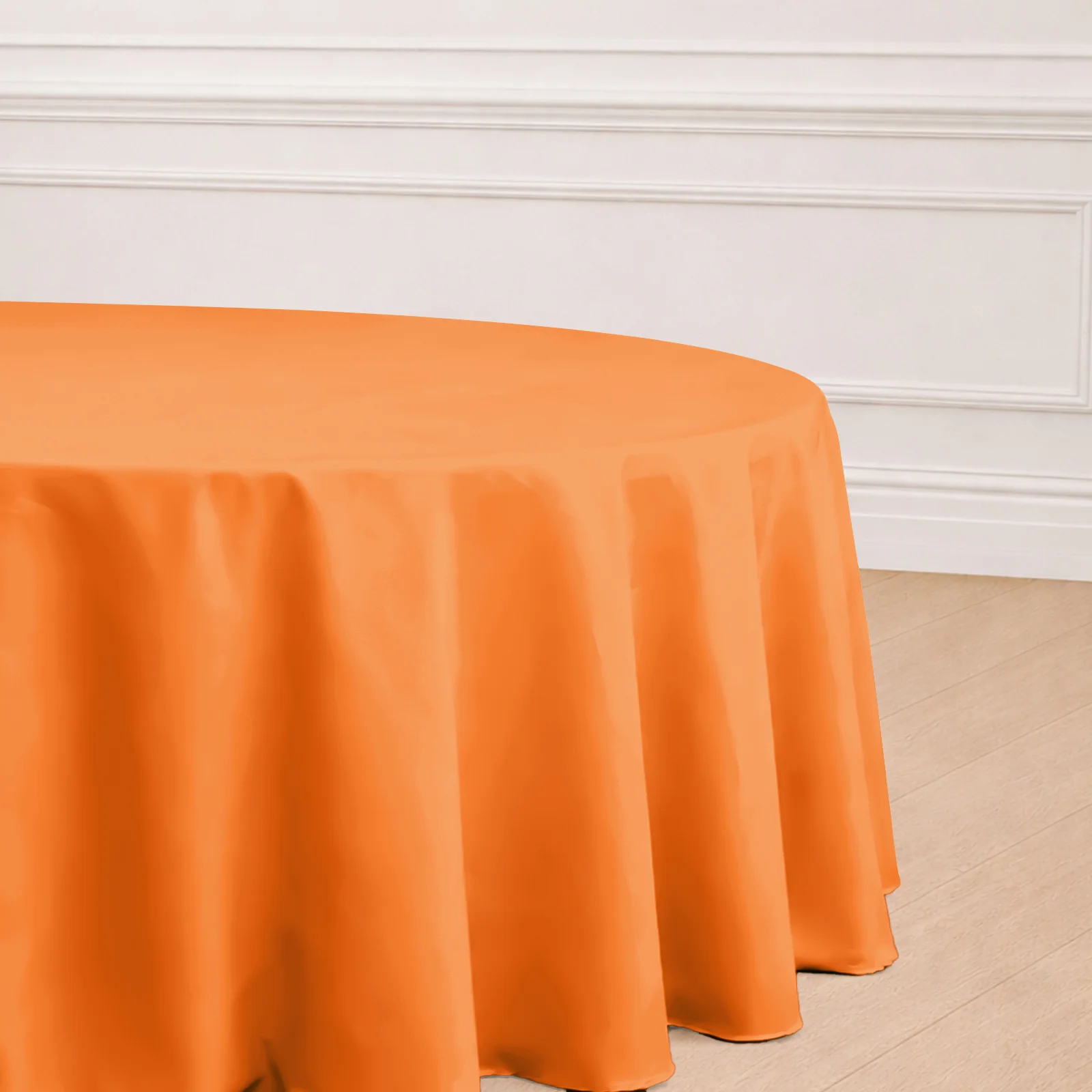 Polyester Round Tablecloth 120" Orange - Durable & Seamless Table Cover - Image 5