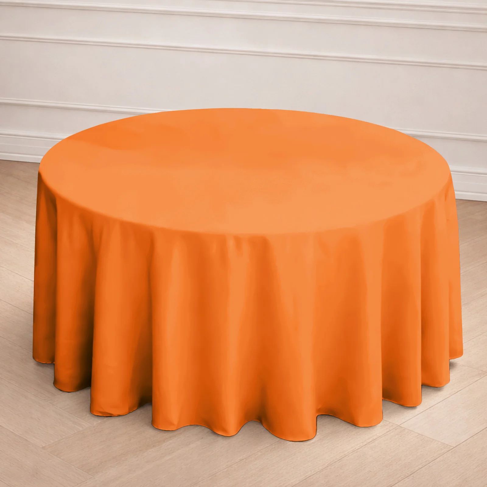 Polyester Round Tablecloth 120" Orange - Durable & Seamless Table Cover - Image 8