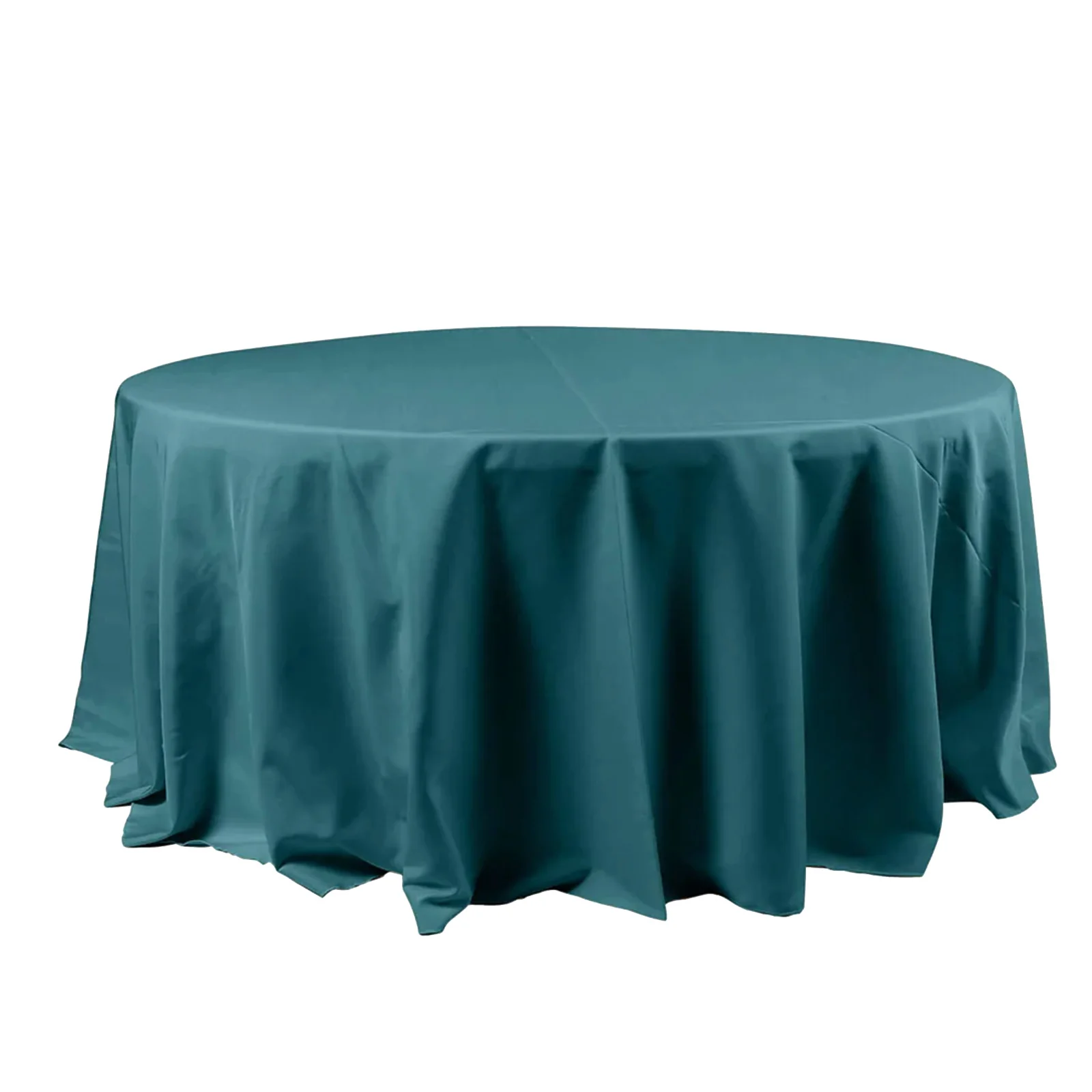 Polyester Round Tablecloth 120" Peacock Teal - Durable & Seamless Table Cover - Image 2