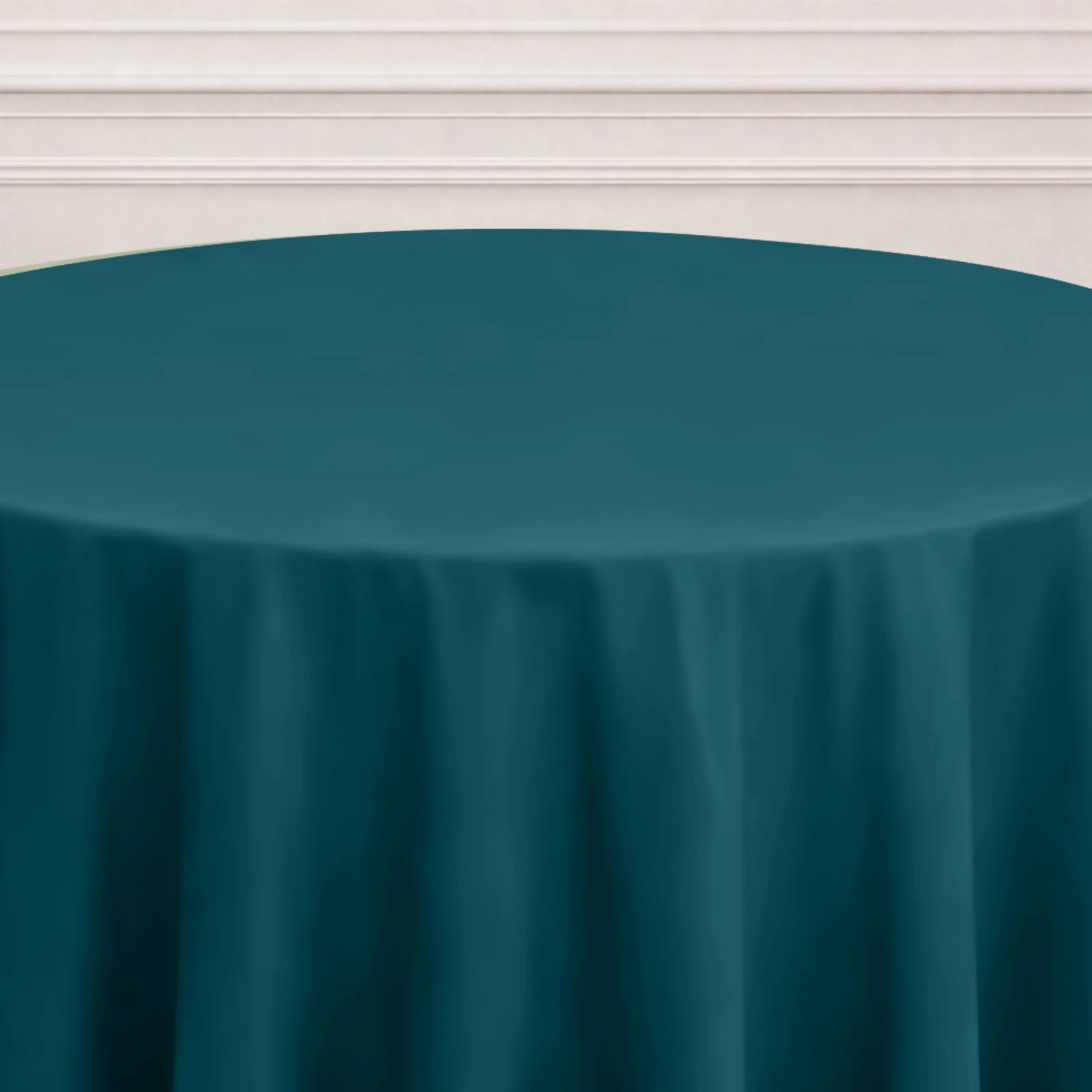 Polyester Round Tablecloth 120" Peacock Teal - Durable & Seamless Table Cover - Image 6