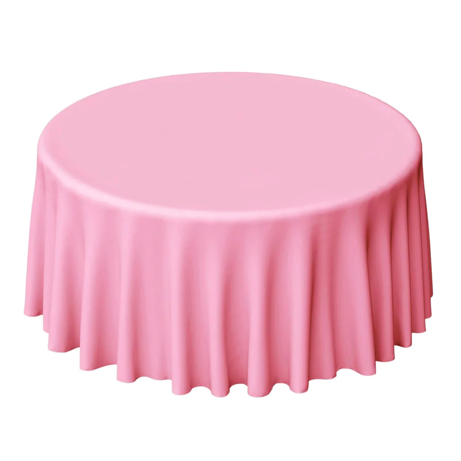 Polyester Round Tablecloth 120" Pink - Durable & Seamless Table Cover - Image 2