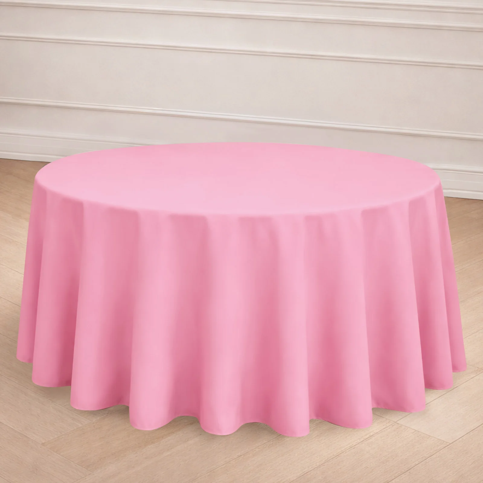 Polyester Round Tablecloth 120" Pink - Durable & Seamless Table Cover - Image 7