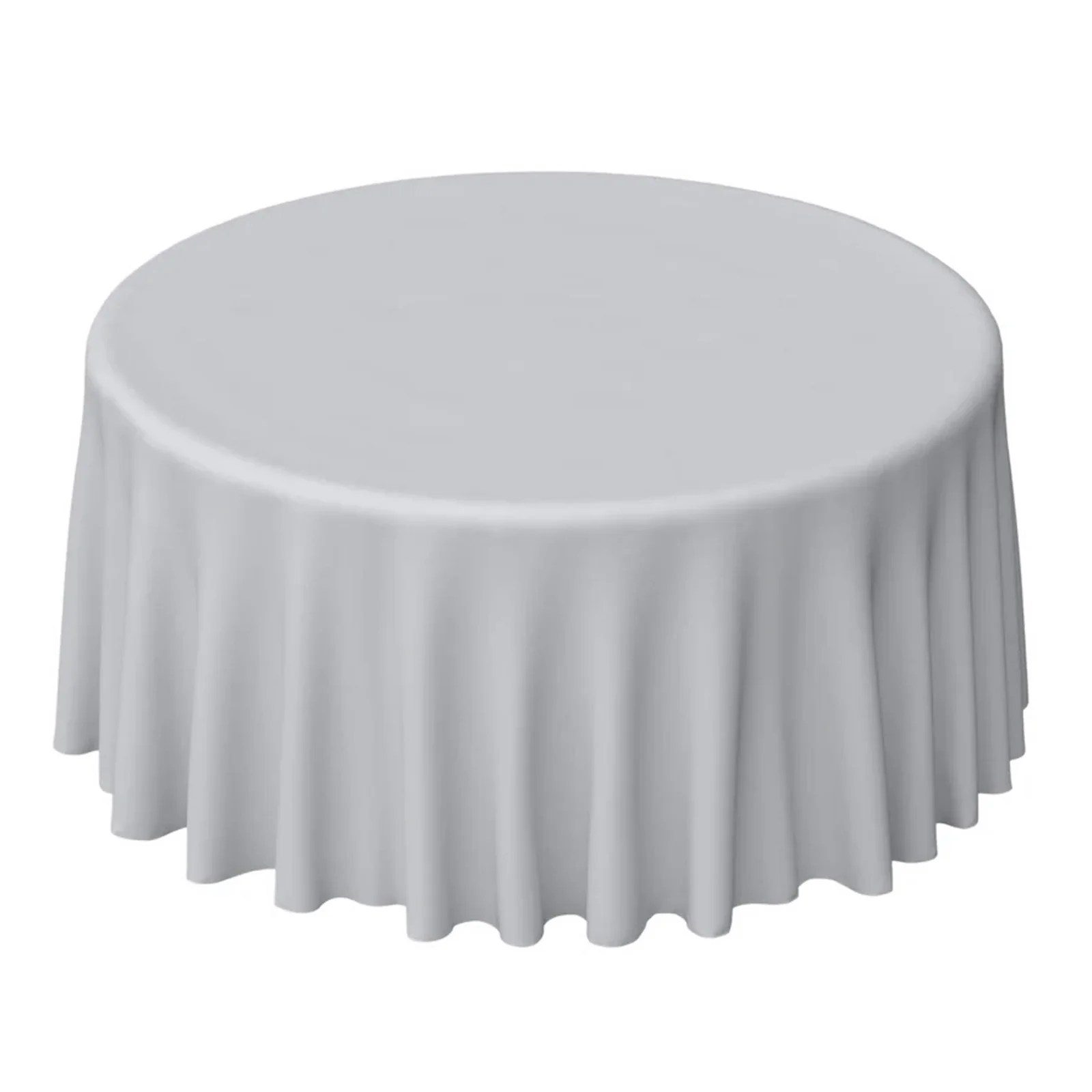 Polyester Round Tablecloth 120" Silver - Durable & Seamless Table Cover - Image 2