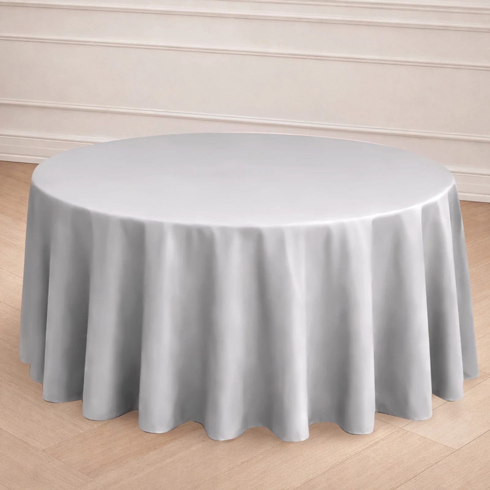 Polyester Round Tablecloth 120" Silver - Durable & Seamless Table Cover - Image 7