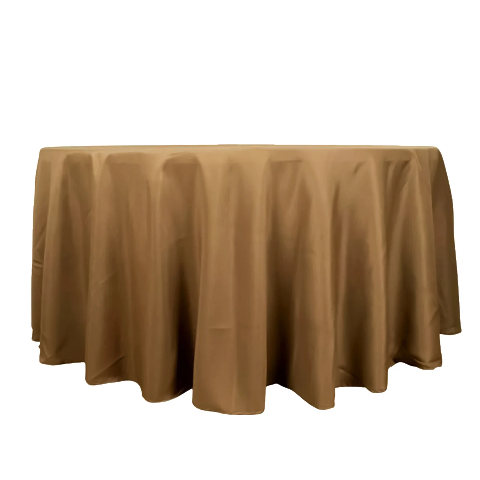 Polyester Round Tablecloth 120" Taupe - Durable & Seamless Table Cover - Image 2