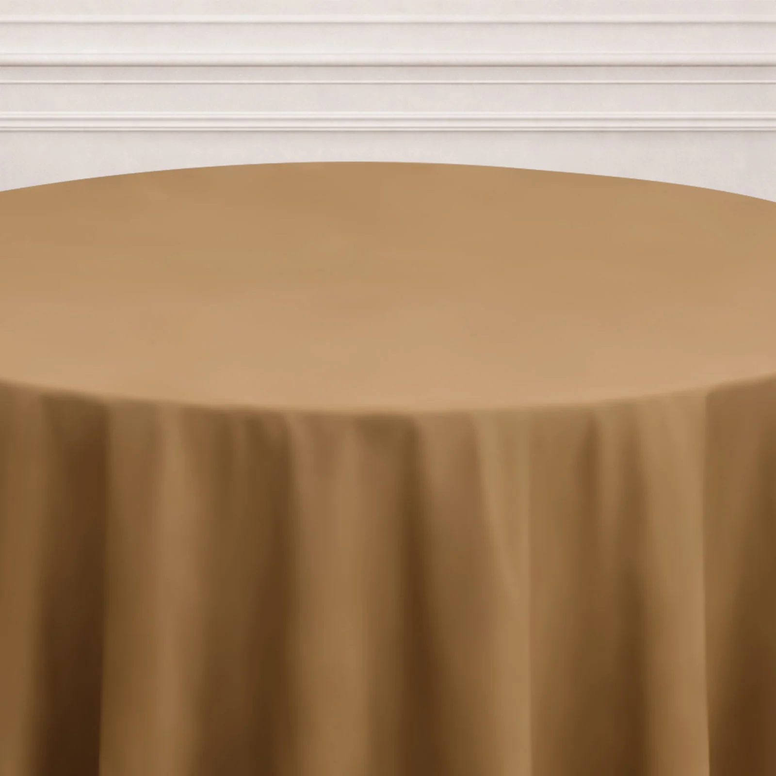 Polyester Round Tablecloth 120" Taupe - Durable & Seamless Table Cover - Image 6