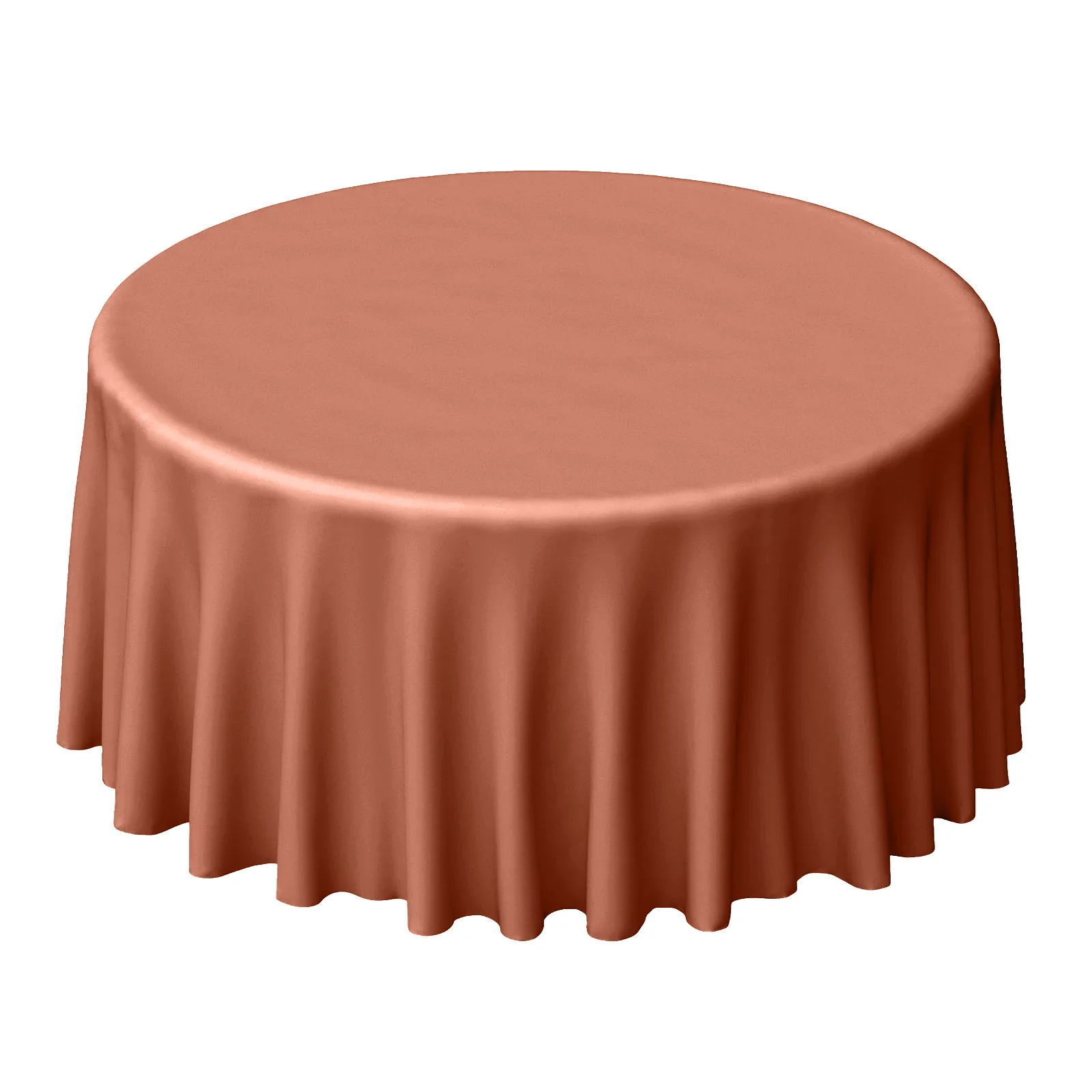 Polyester Round Tablecloth 120" Terracotta (Rust) - Durable & Seamless Table Cover - Image 6