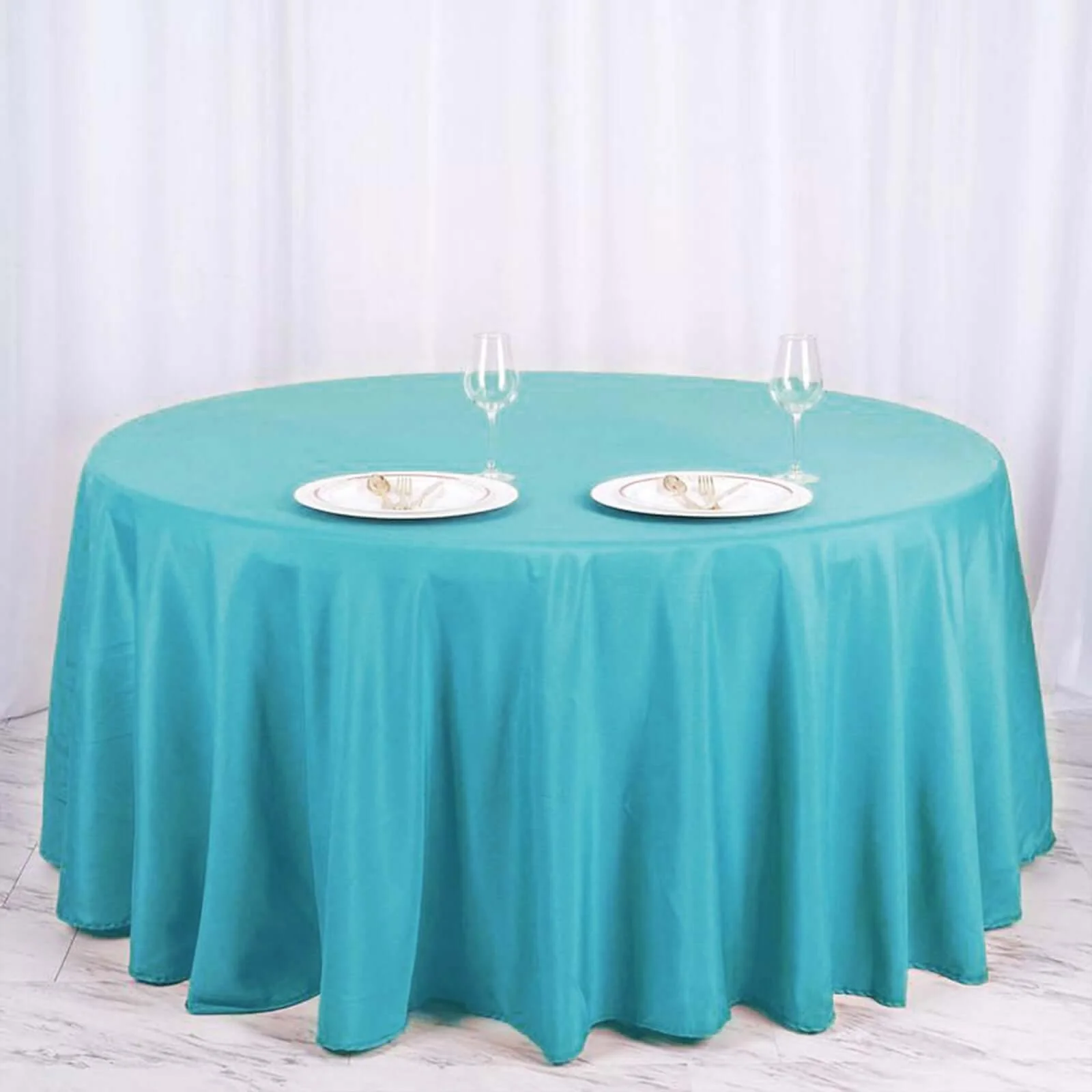 Polyester Round Tablecloth 120" Turquoise - Durable & Seamless Table Cover